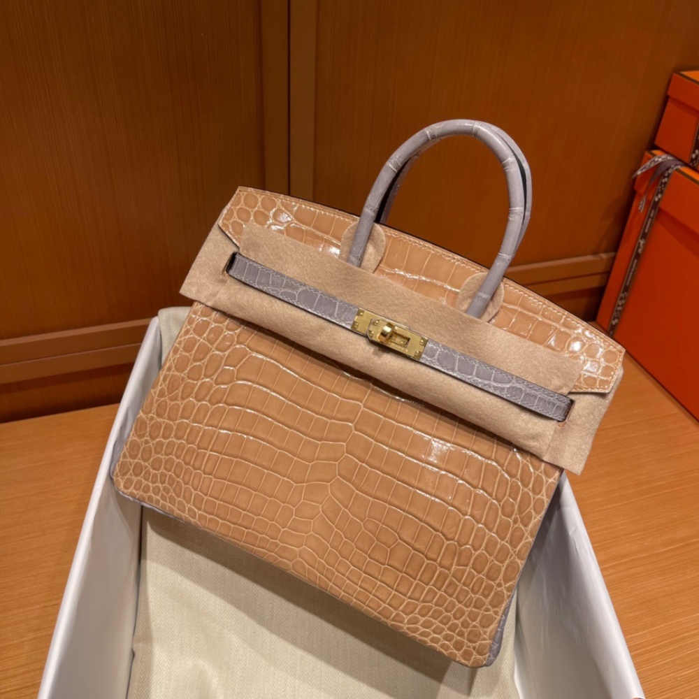 Hermès stock 25 birkin matte American crocodile Alligator square