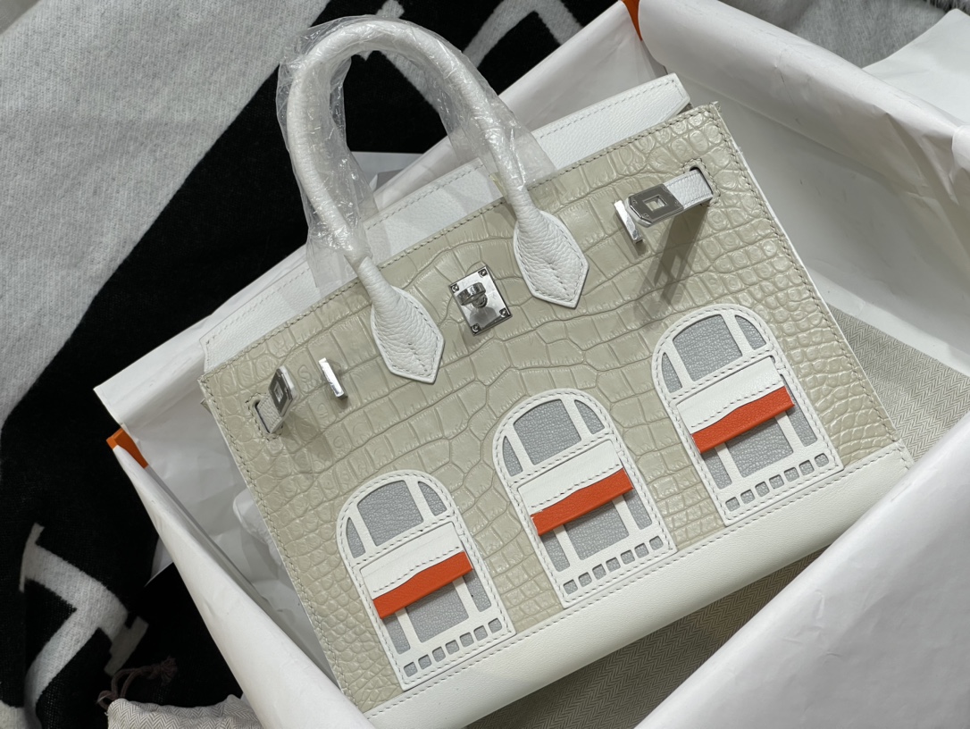 Hermès: Small House Bag 25CM. In stock🈶️ American crocodile