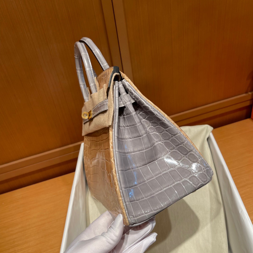 Hermès stock 25 birkin matte American crocodile Alligator square