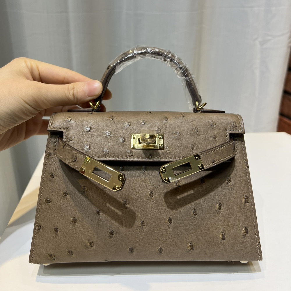 Hermès Kelly second generation 19cm imported top quality KK ostrich leather