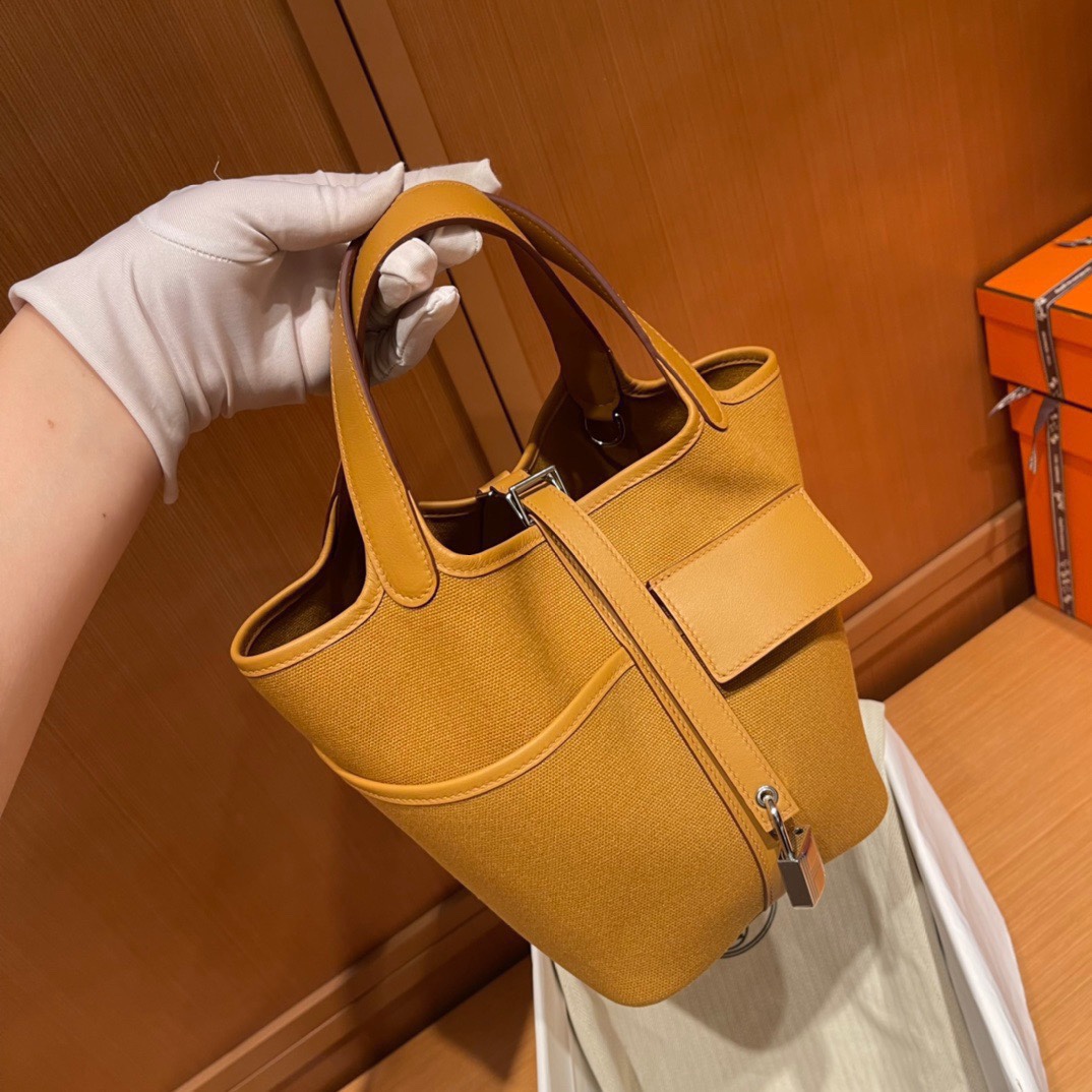 Hermès cargo picotin vegetable basket canvas,
