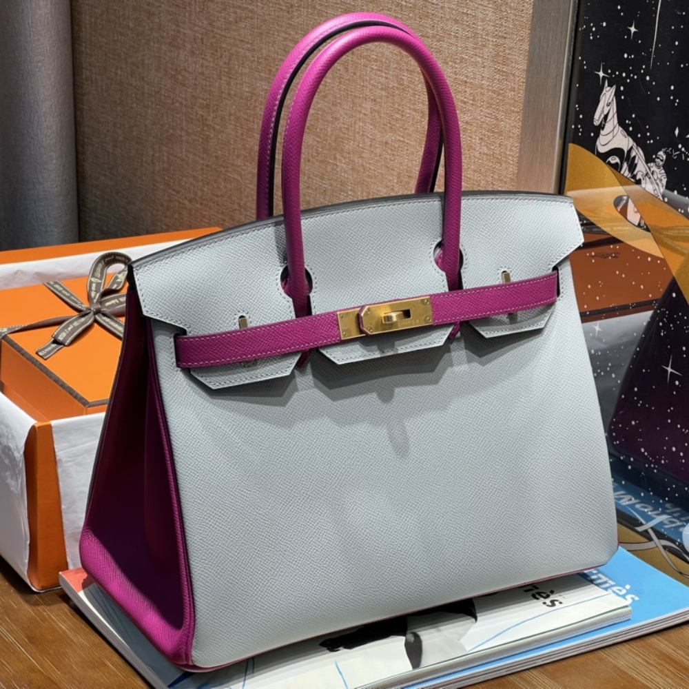 Hermès Birkin 30 Seagull Gray and Rose Purple