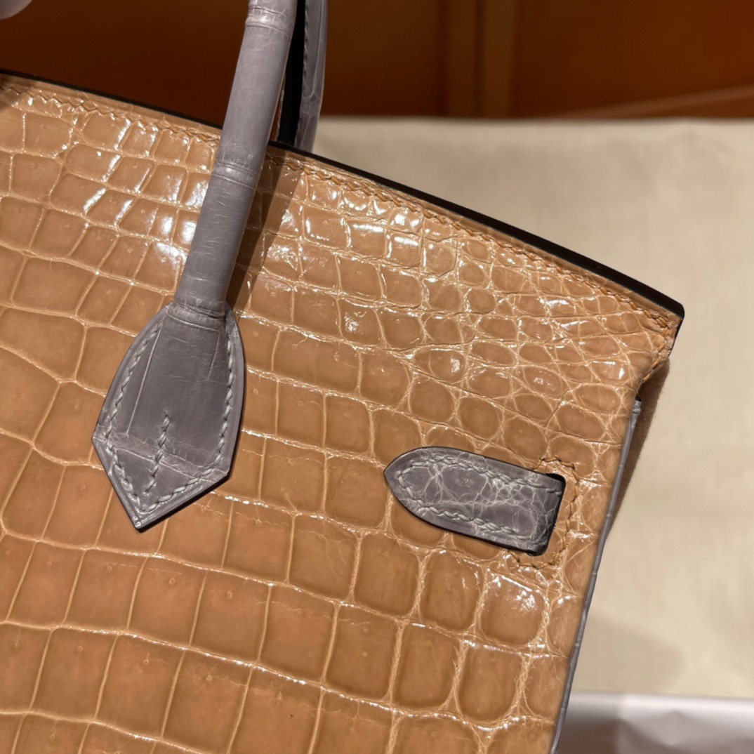 Hermès stock 25 birkin matte American crocodile Alligator square