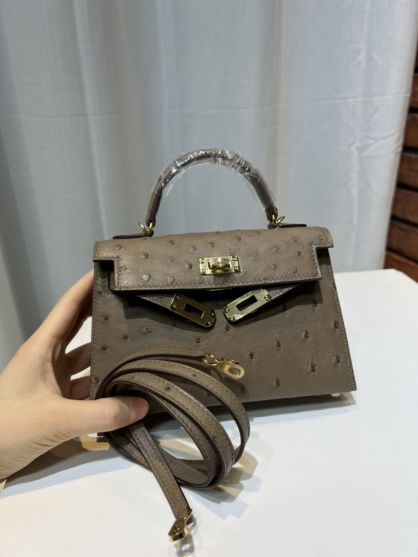 Hermès Kelly second generation 19cm imported top quality KK ostrich leather