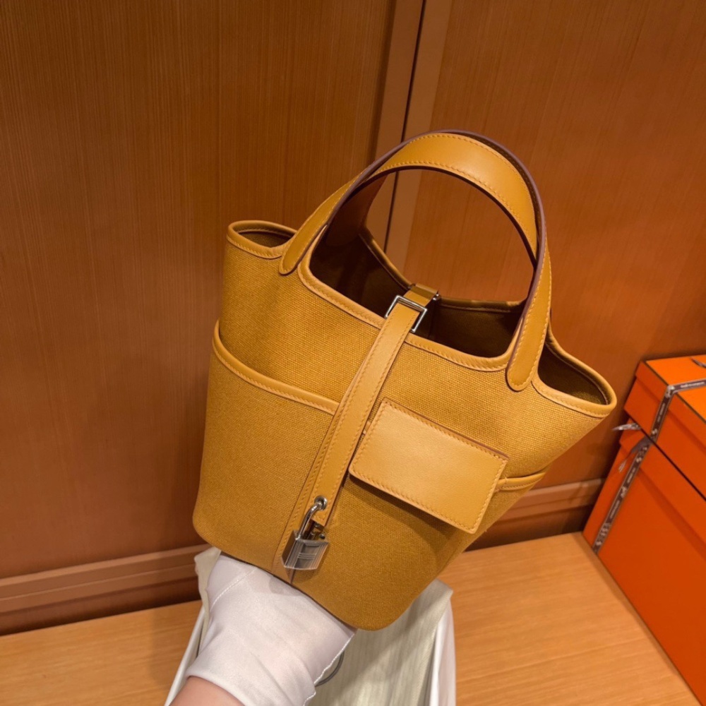 Hermès cargo picotin vegetable basket canvas,