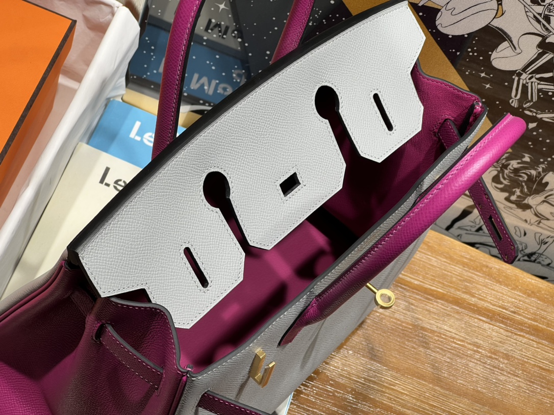 Hermès Birkin 30 Seagull Gray and Rose Purple
