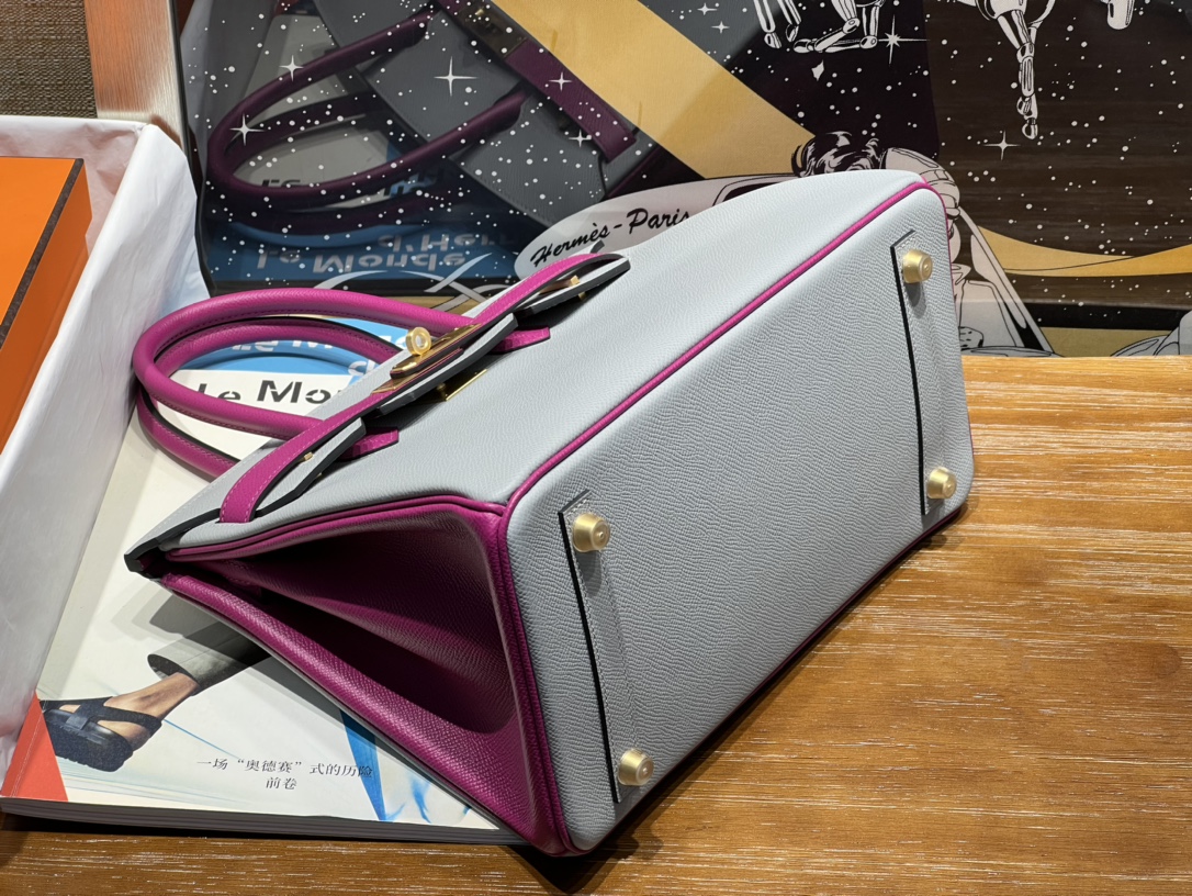Hermès Birkin 30 Seagull Gray and Rose Purple