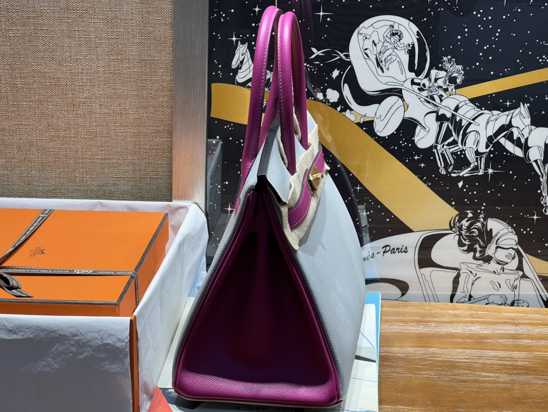 Hermès Birkin 30 Seagull Gray and Rose Purple