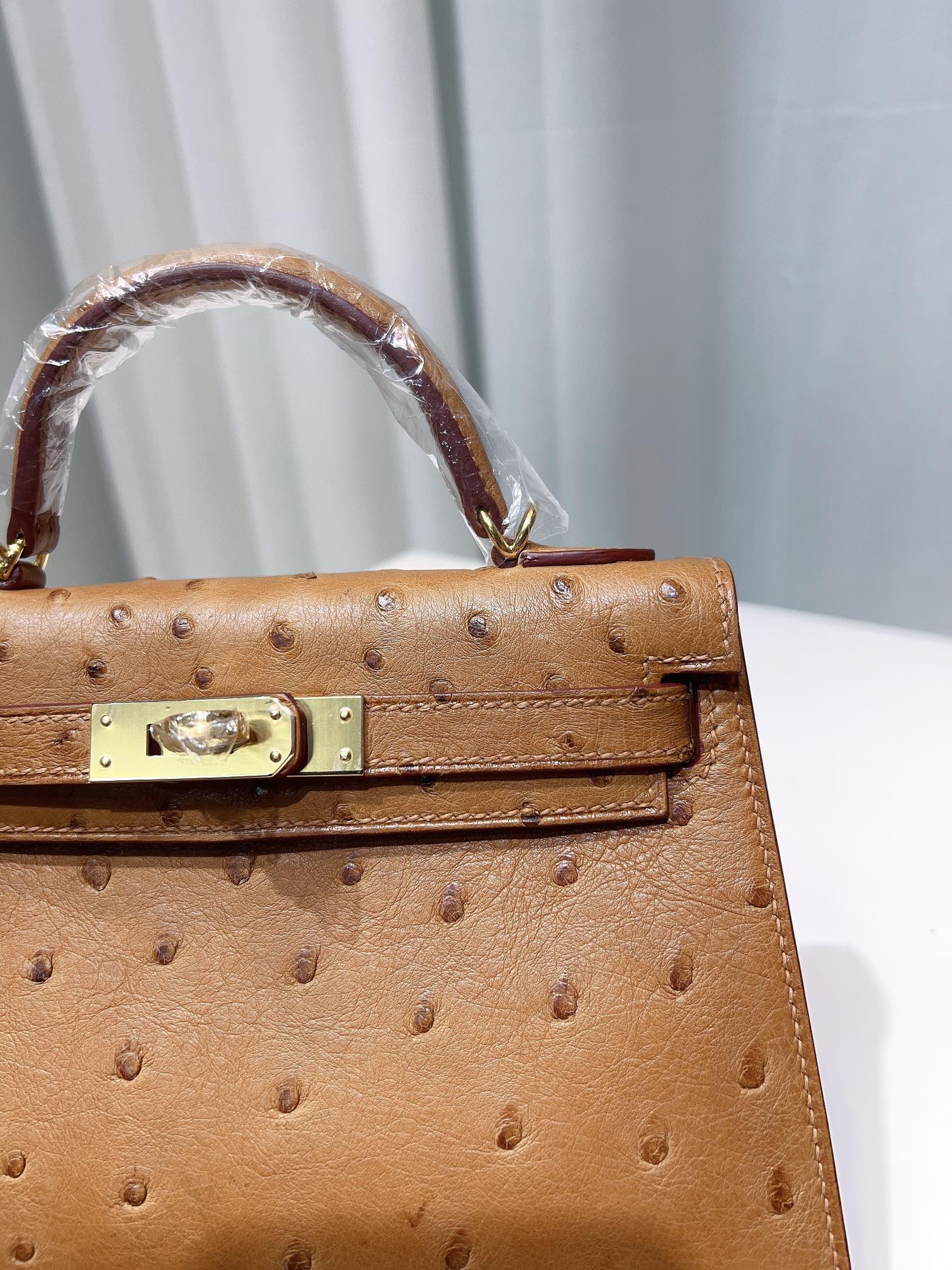Hermès Kelly second generation 19cm imported top quality KK ostrich leather
