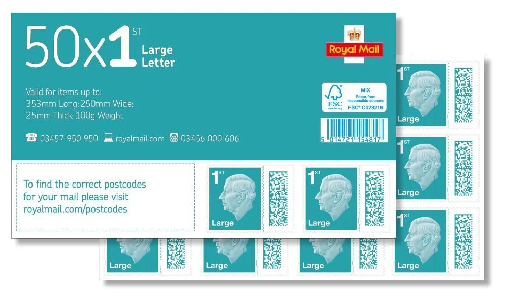 Royal Mail Stamp 50 x 1st Class Large Letter Stamp Sheet discountusps