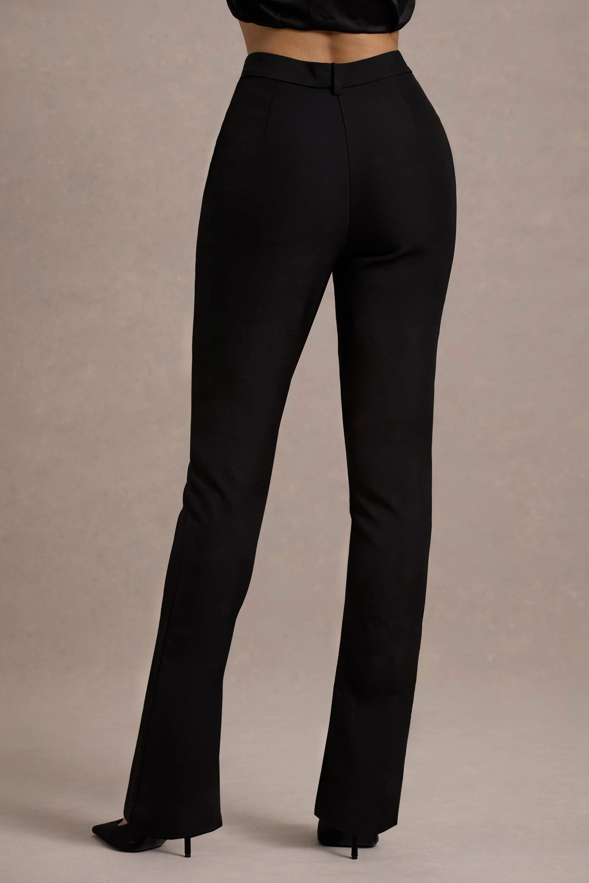 Wonder Woman | Black High Waist Tailored Trousers With Hem Split