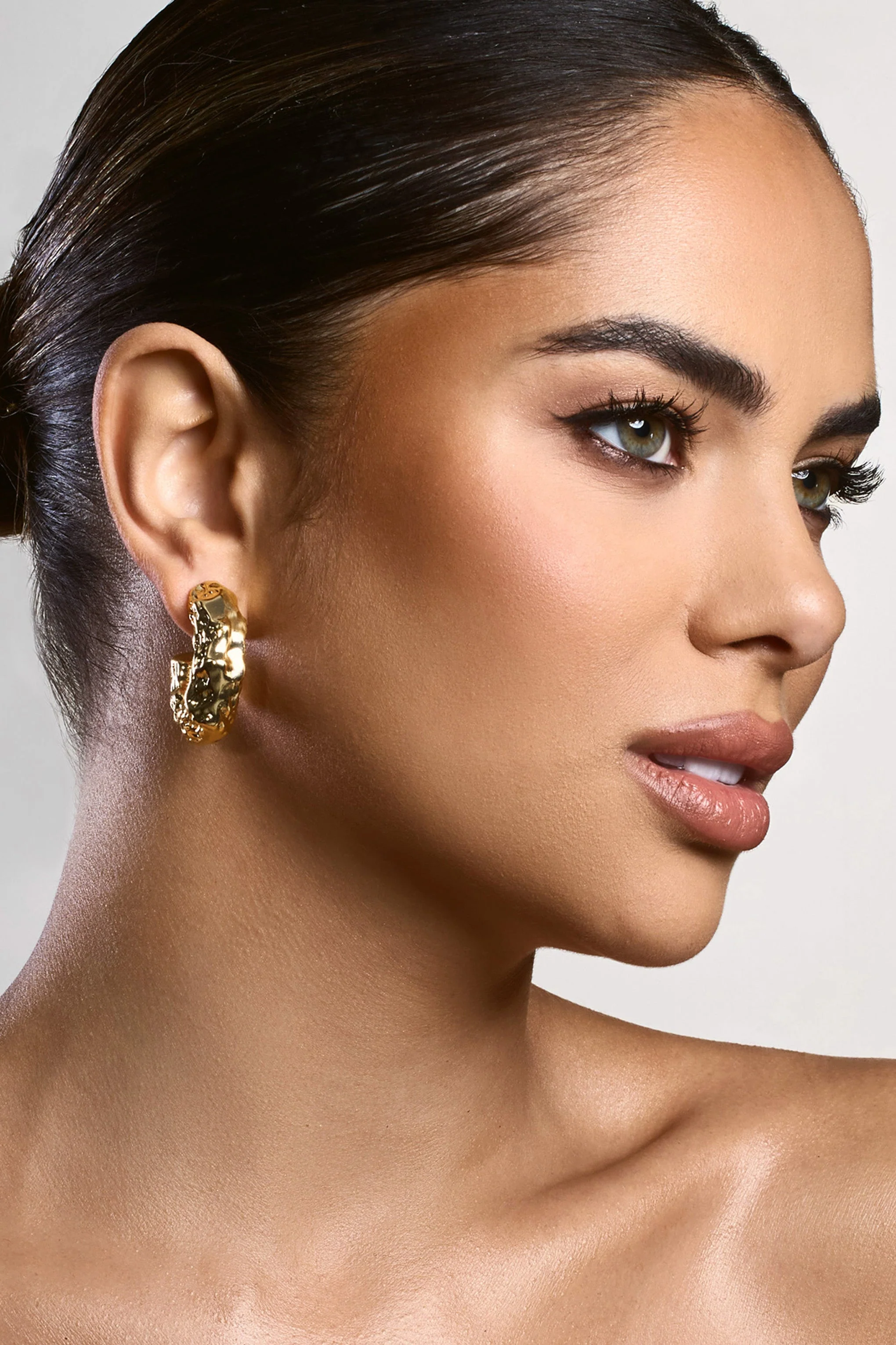Paulina | Gold Textured Chunky Hoop Earrings