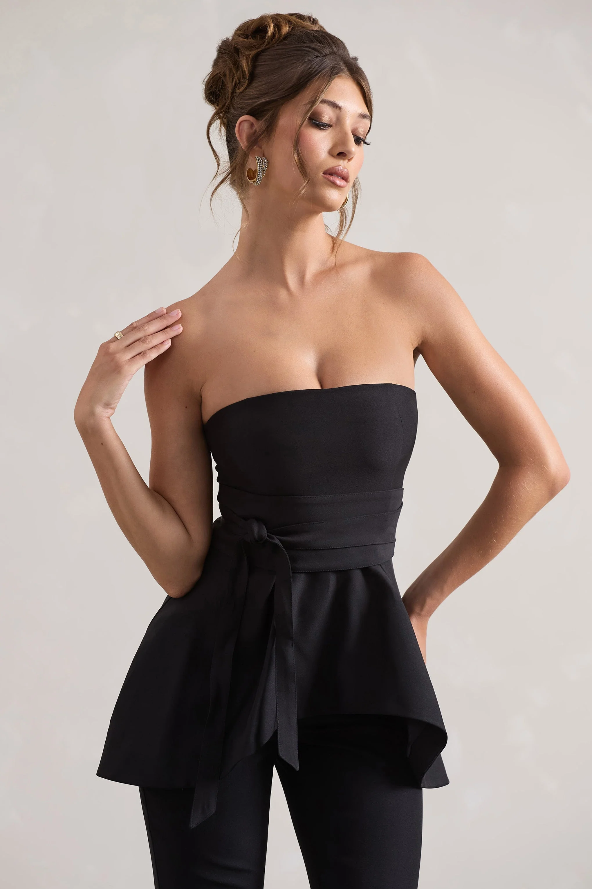 Success | Black Bandeau High-Low Tie-Waist Top