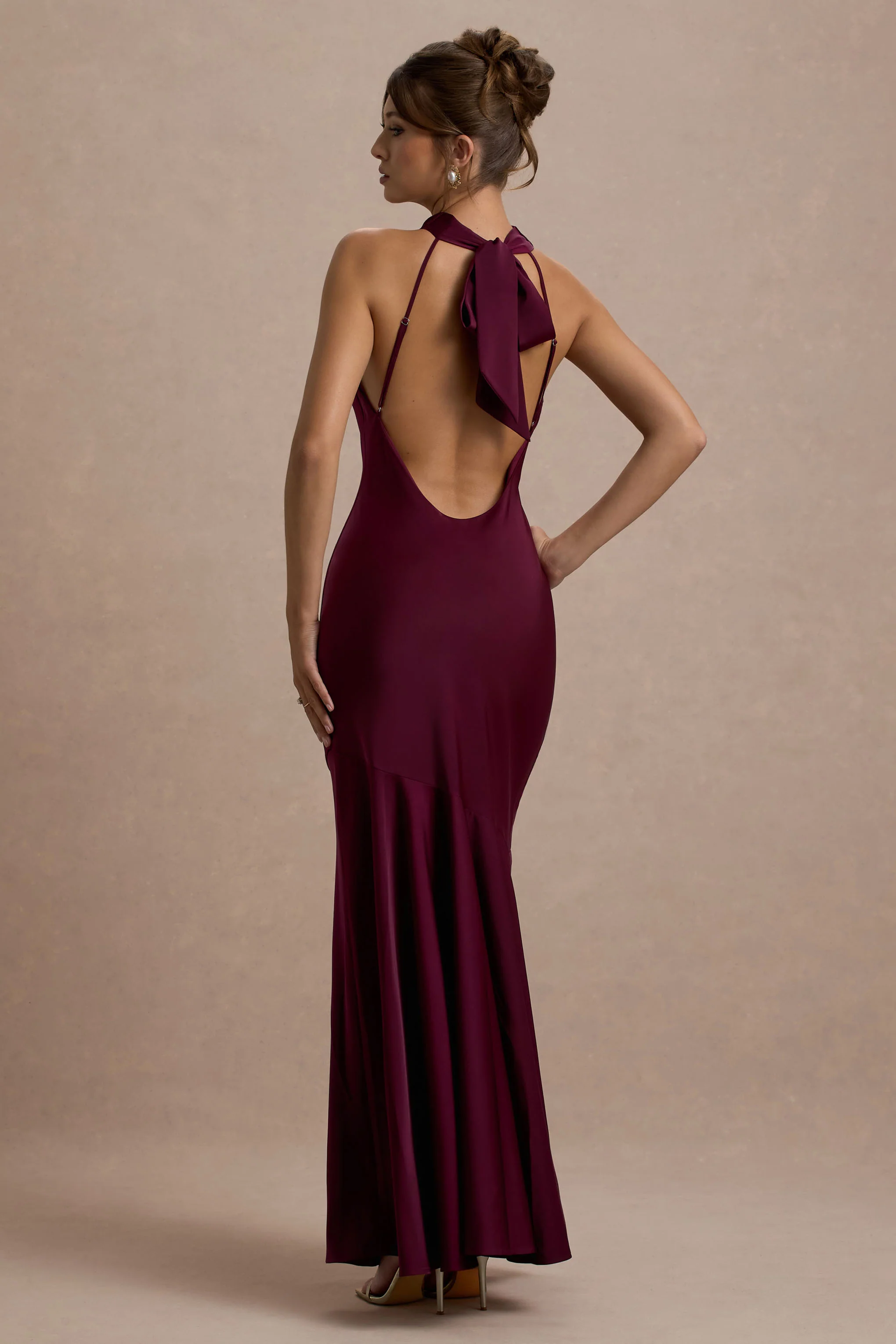 Amelita | Port Satin Cowl-Neck  Maxi Dress
