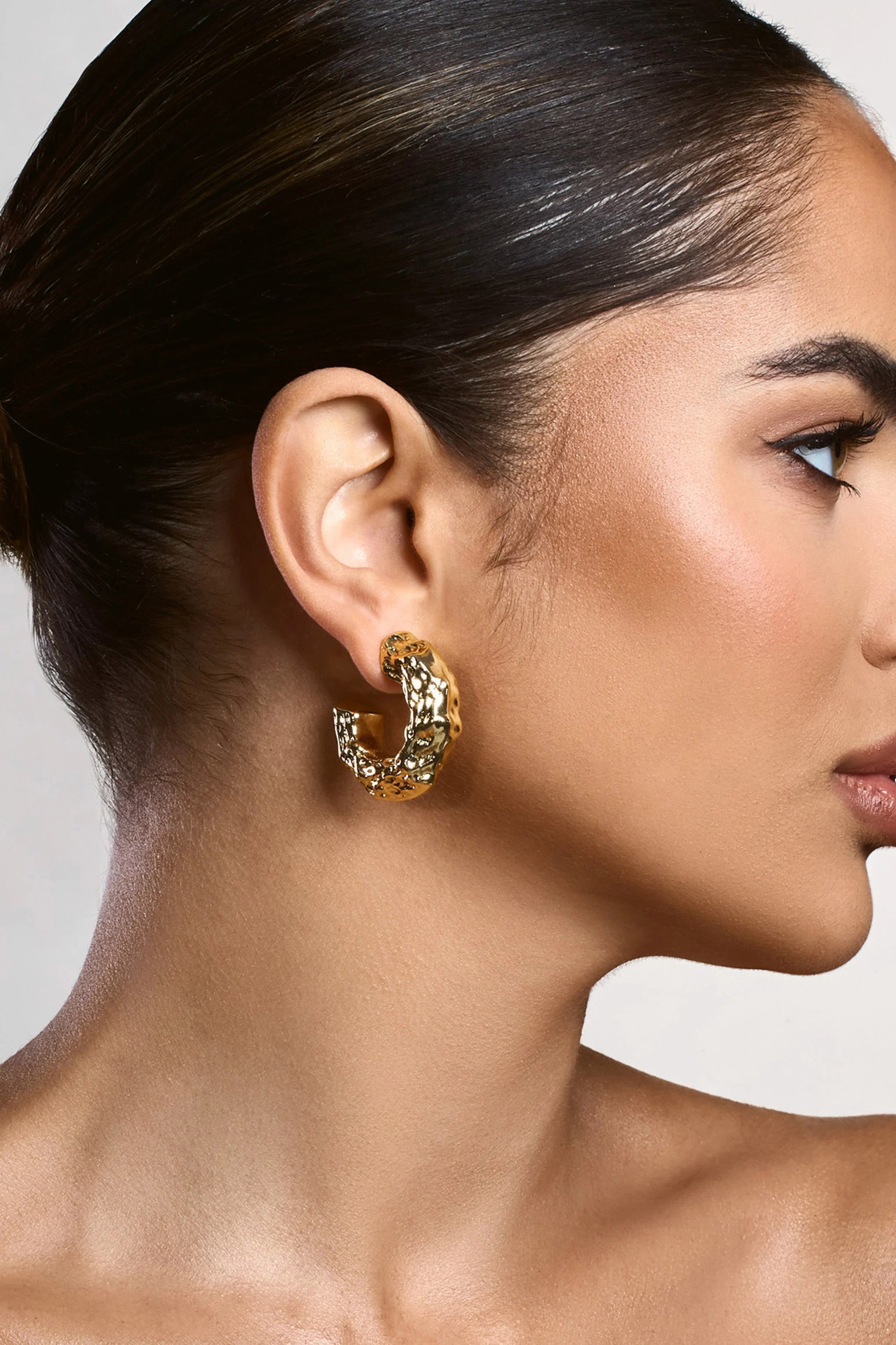 Paulina | Gold Textured Chunky Hoop Earrings