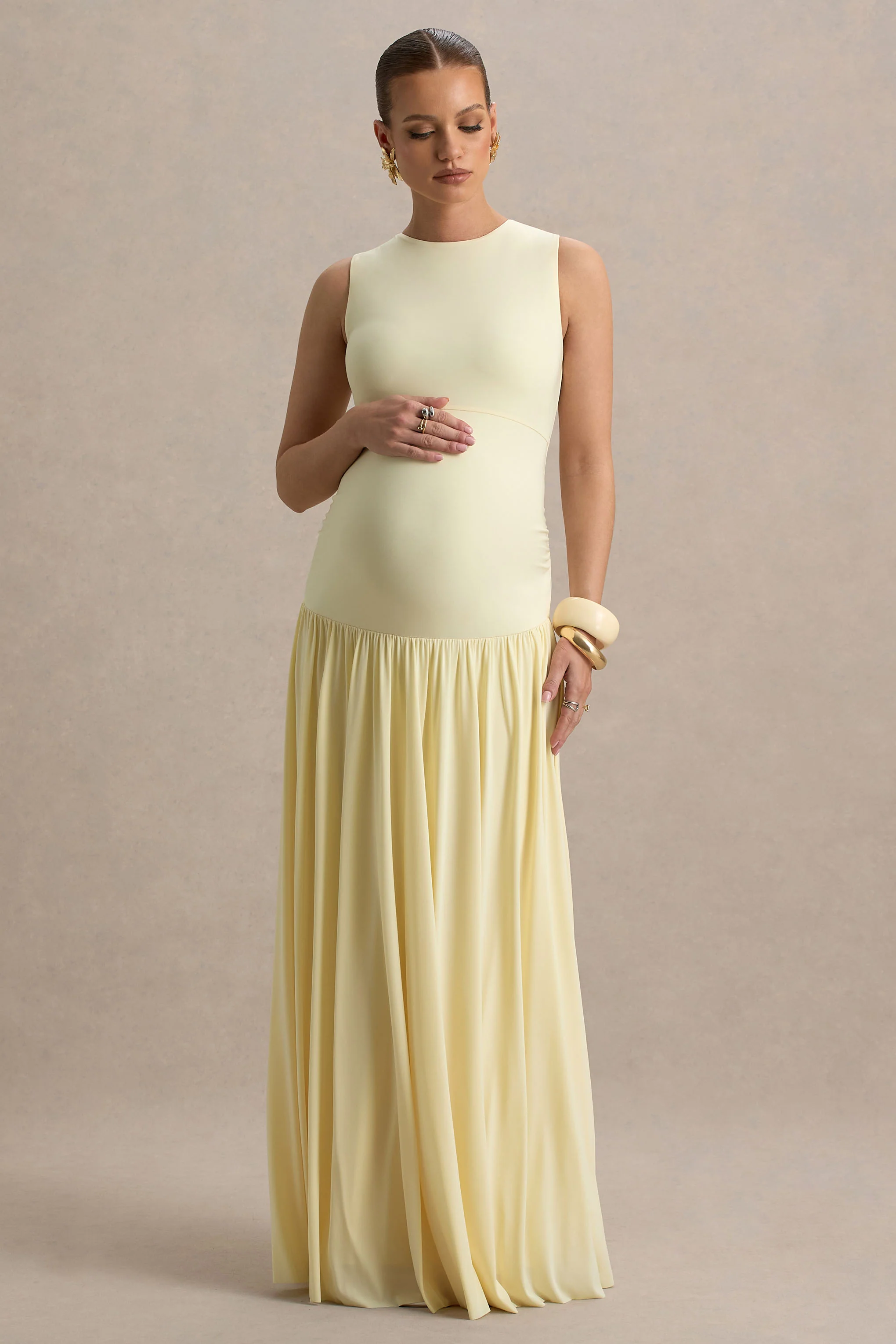 Outline | Lemon Maternity Maxi Dress With Draped Skirt