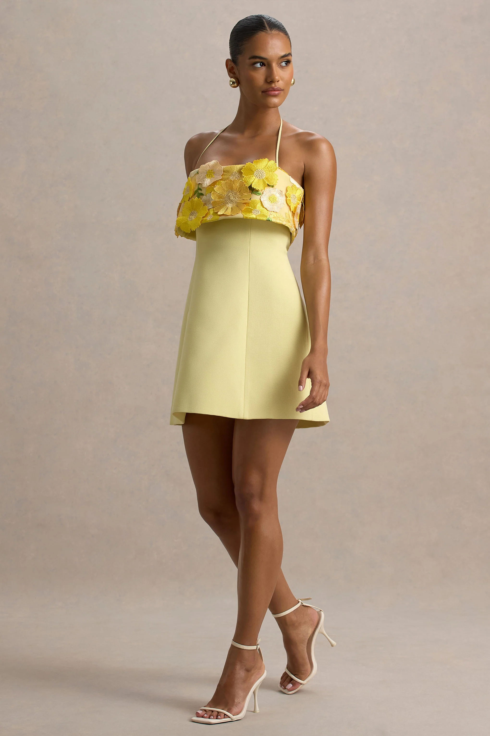 Shelley | Lemon Floral Bandeau Micro-Mini Dress