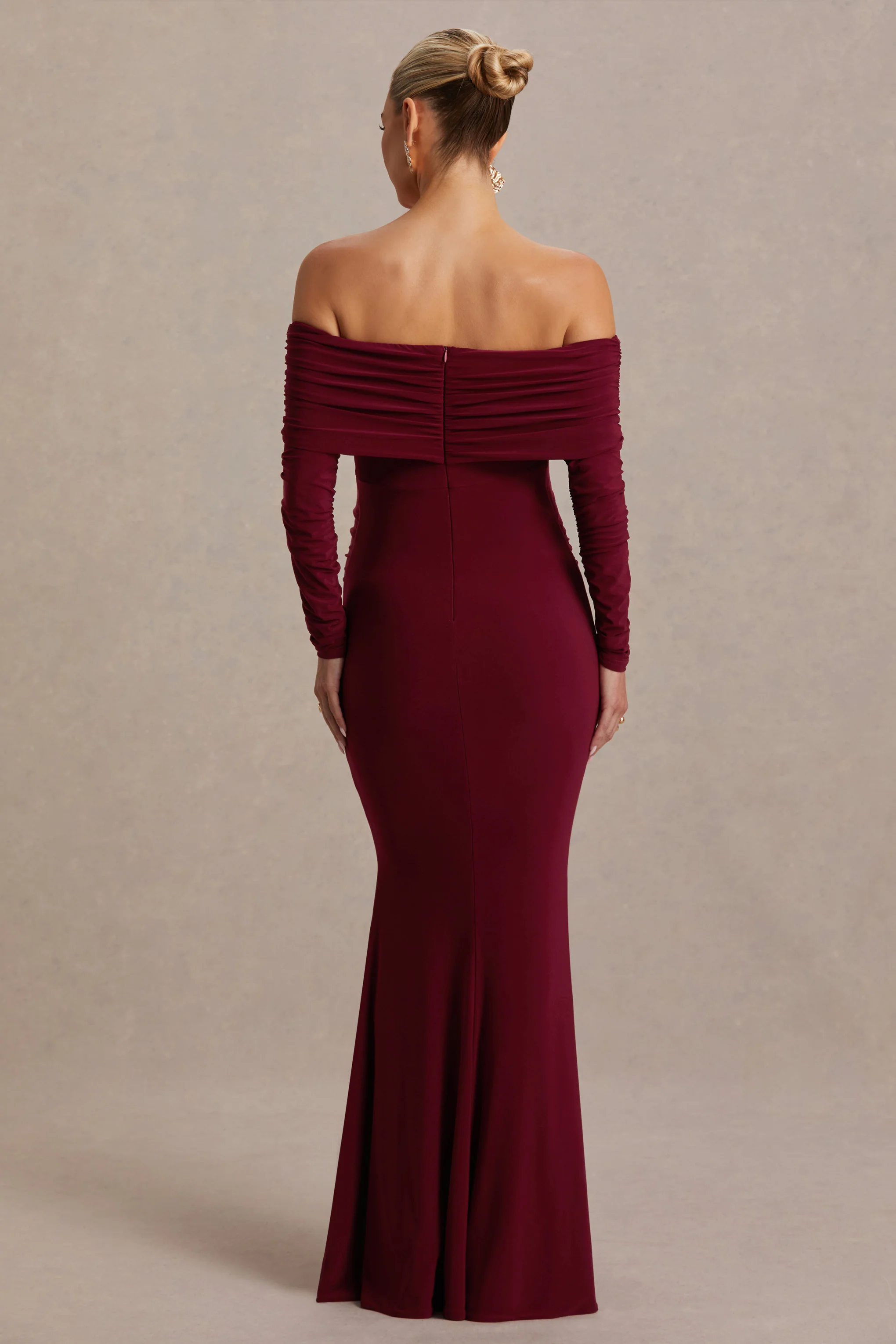 Odessa | Berry Bardot-Neck Maternity Maxi Dress