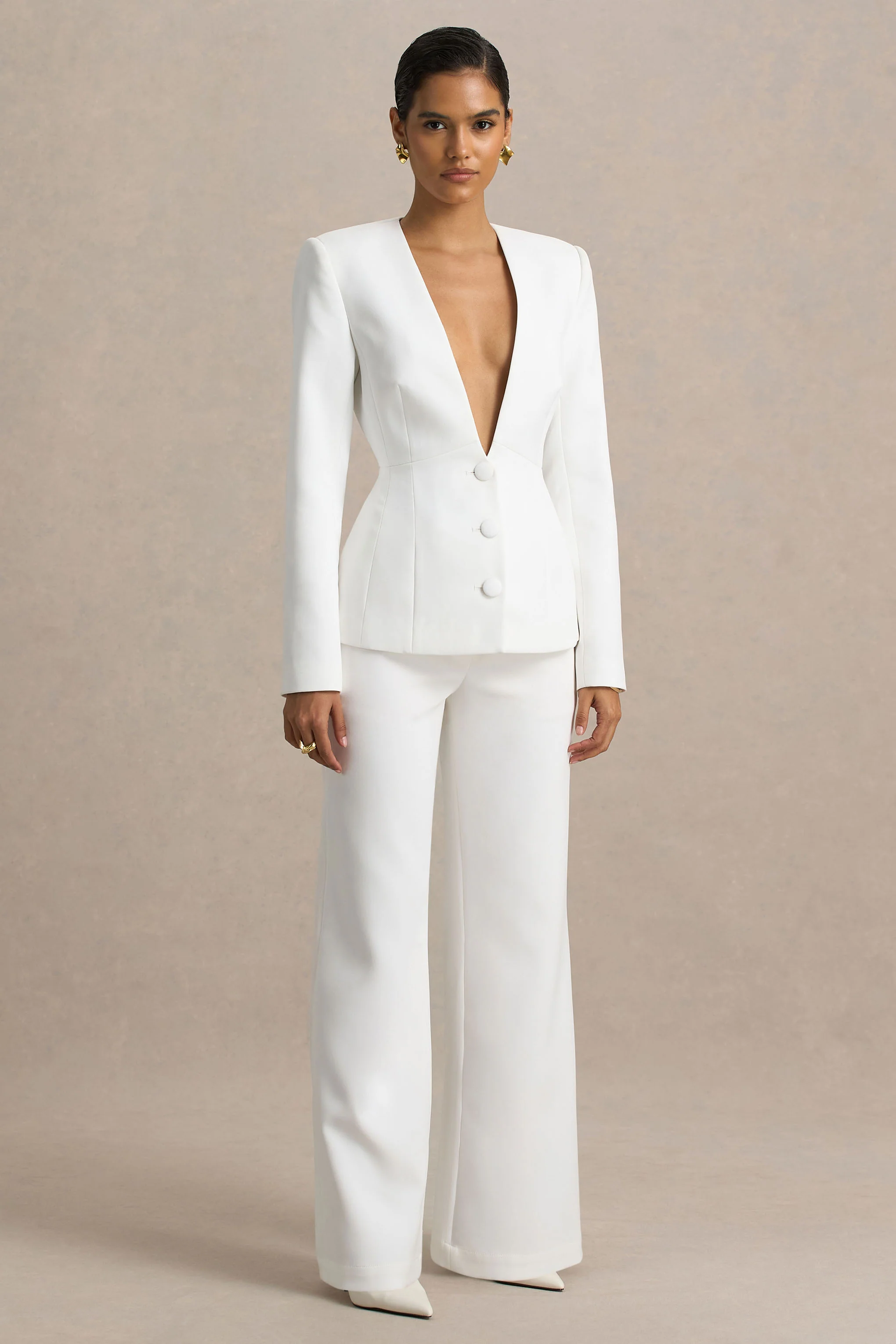 Silvia | White Straight-Leg Trousers