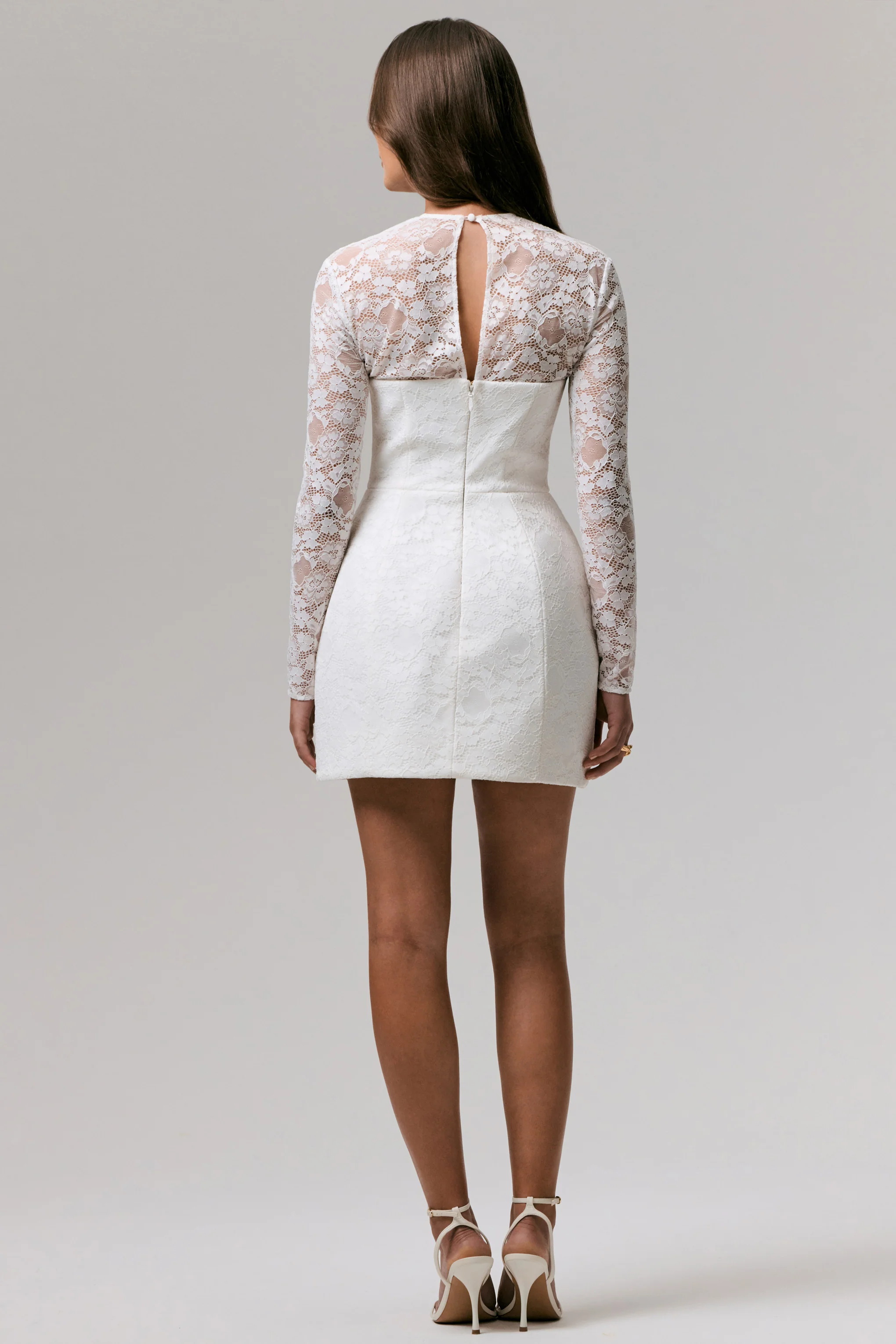 Bijou | White Lace Long-Sleeve Mini Dress