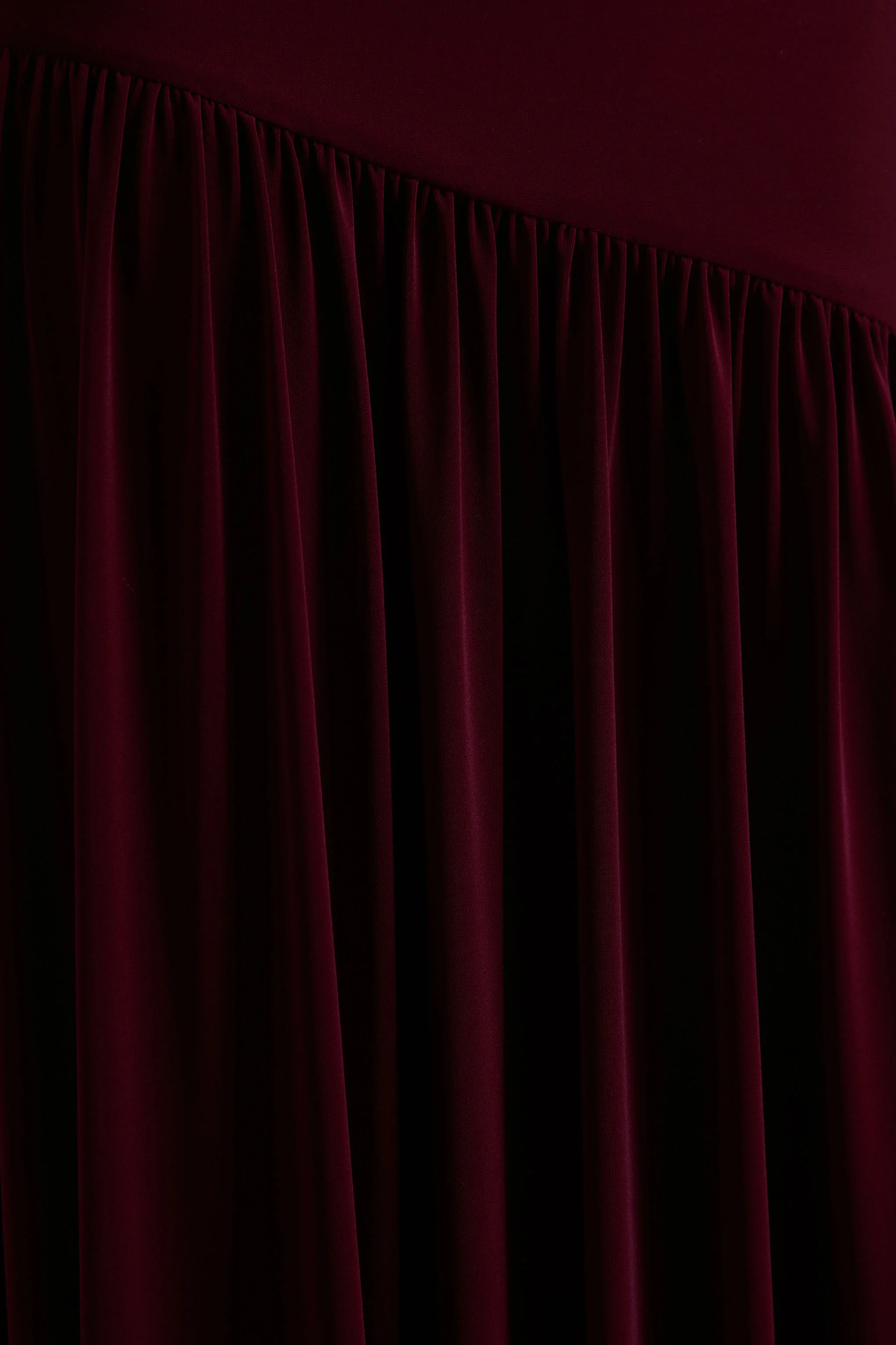 Venezia | Burgundy Bardot Puff-Skirt Maxi Dress