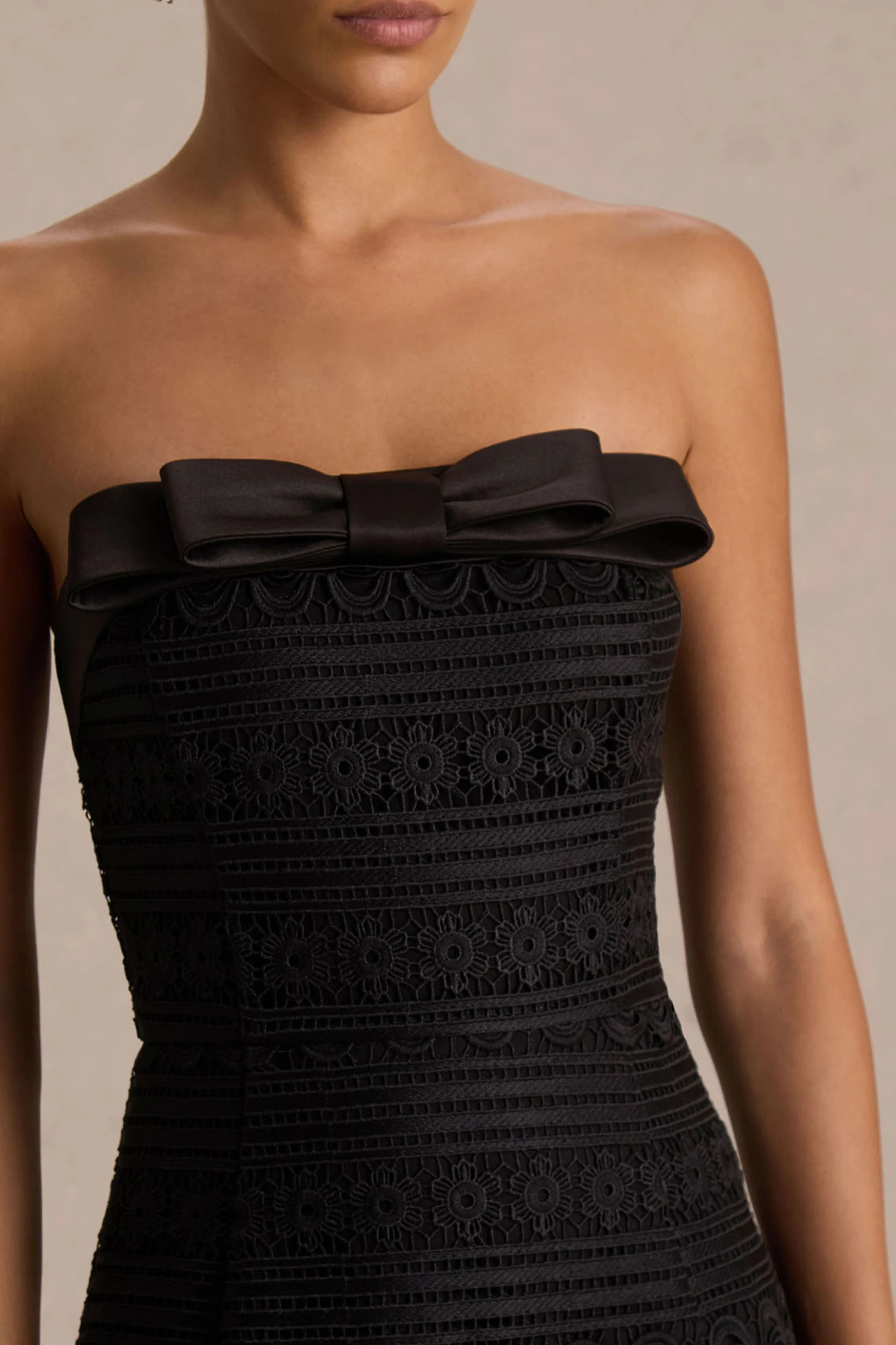 Kerry | Black Lace Bandeau Mini Dress