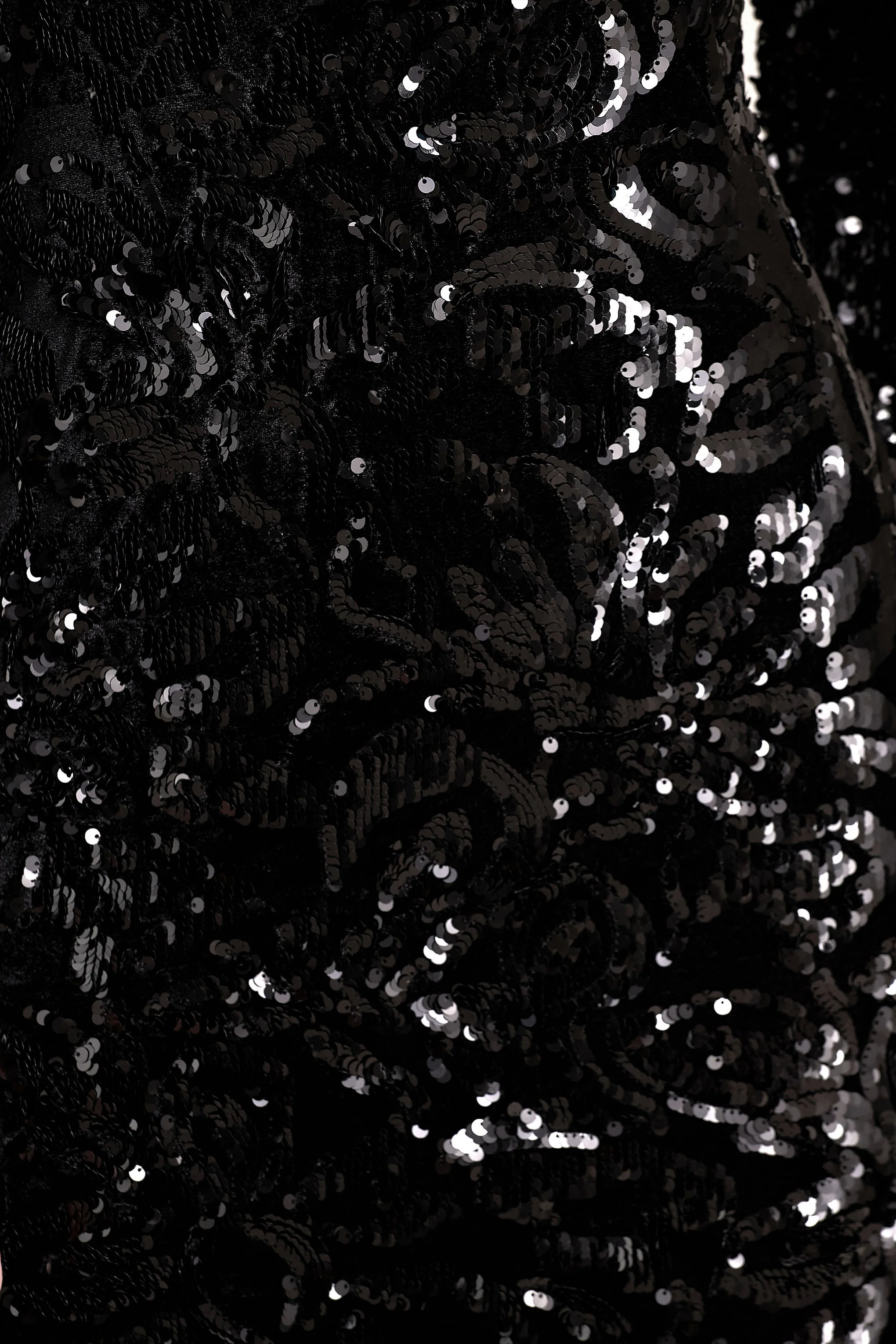 Ritz | Black Sequin Plunge-Neck Mini Dress With Long Sleeves