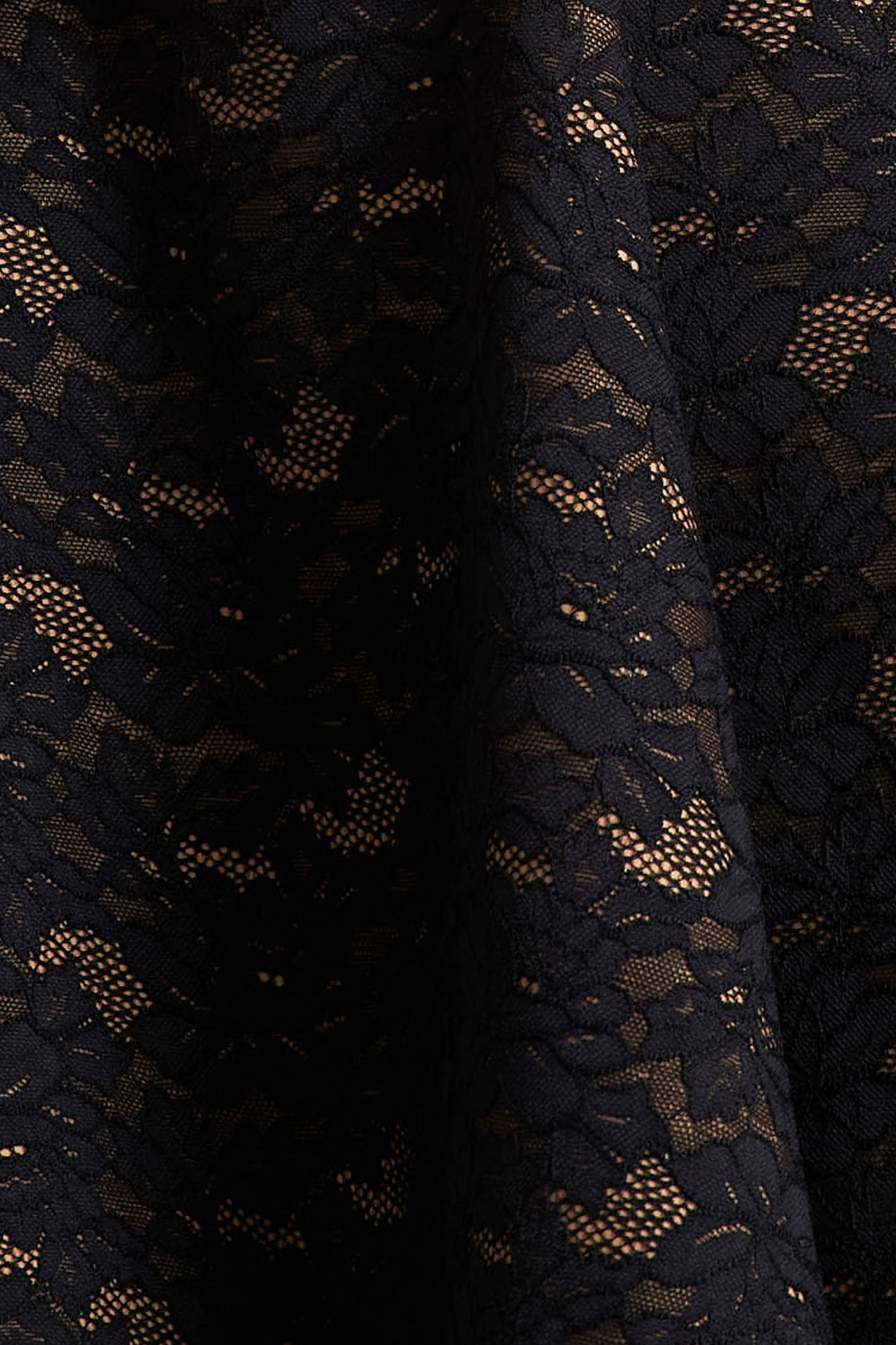 Divine | Black Lace Embellished Crew-Neck Mini Dress