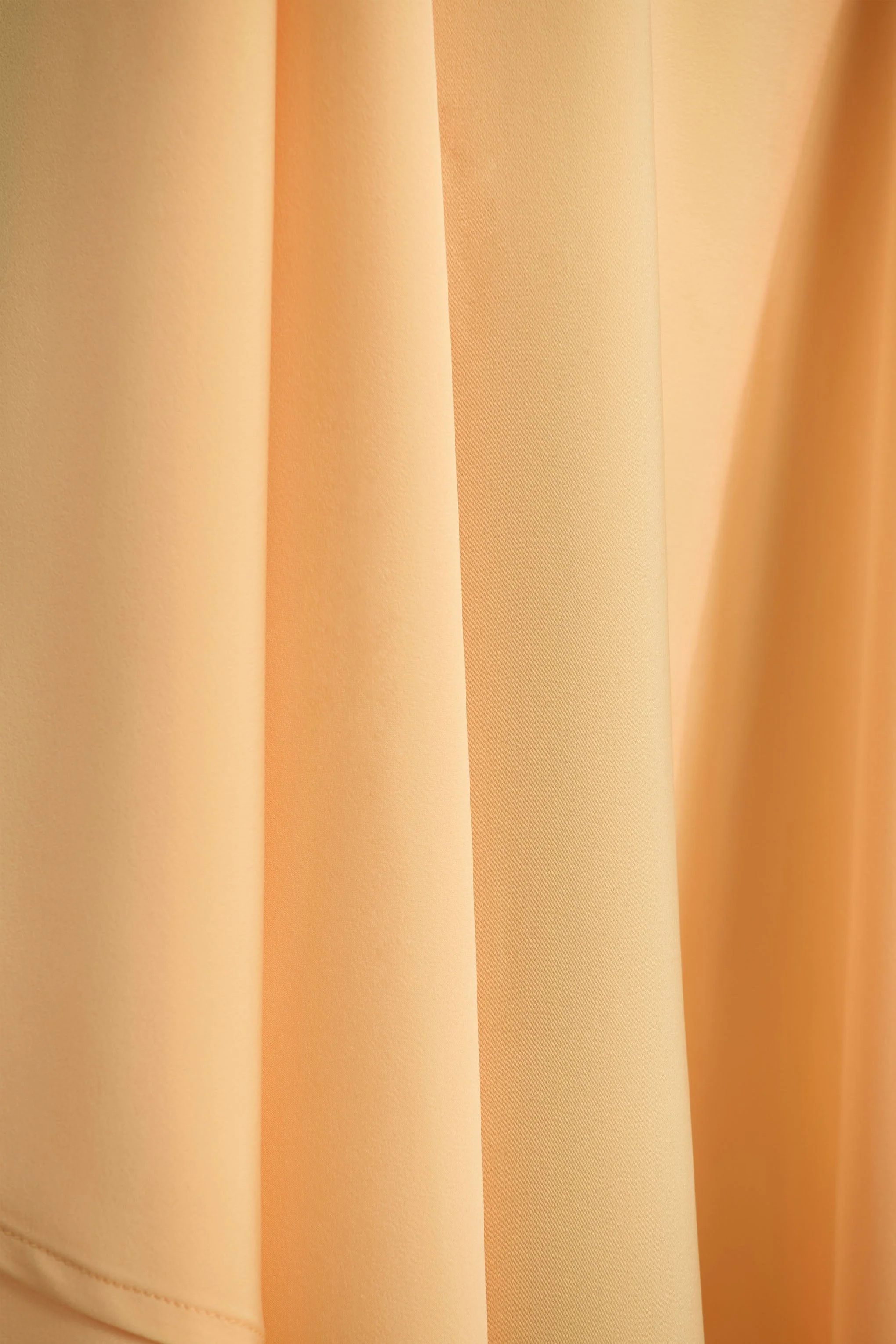 Glint | Peach Satin Plunge-Neck Maxi Dress With Asymmetric Hem