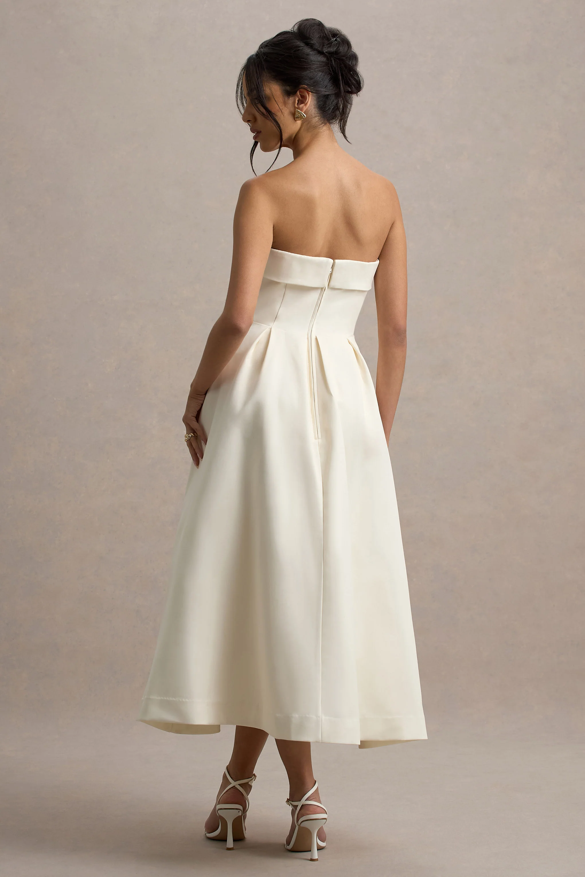 Annalise | Peony Floral Print Bandeau Skater Midi Dress