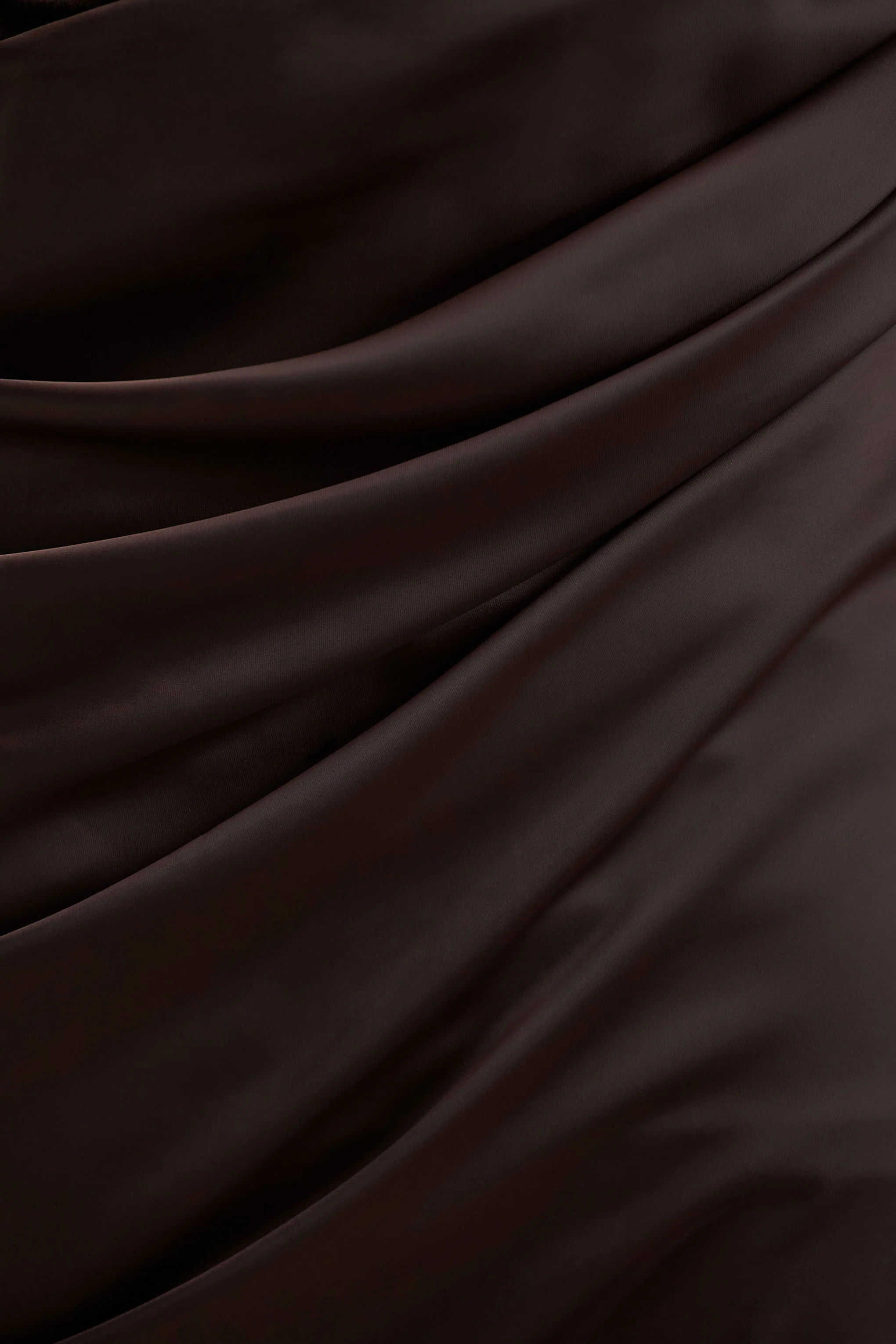 Sasha | Brown Satin And Velvet Midi Dress With Wrap-Detail