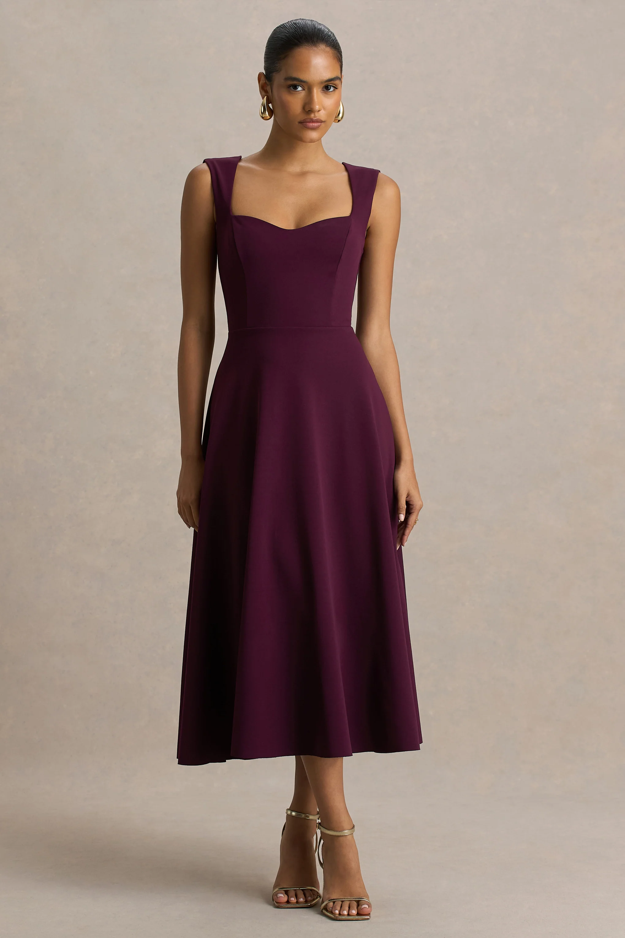 Andromeda | Burgundy Sweetheart Midi Dress