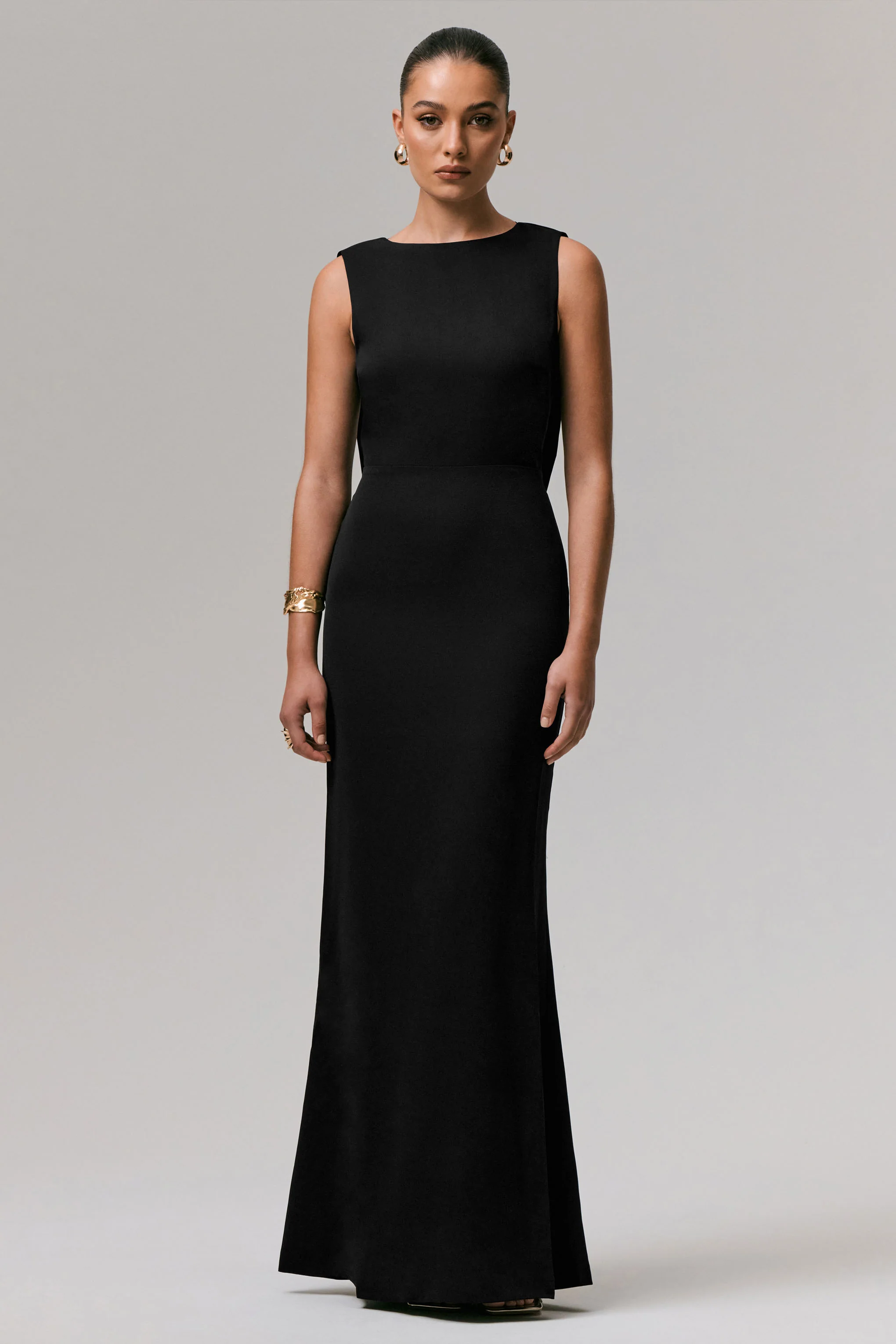 Maxie | Black High-Neck Maxi Dress With Back Detail