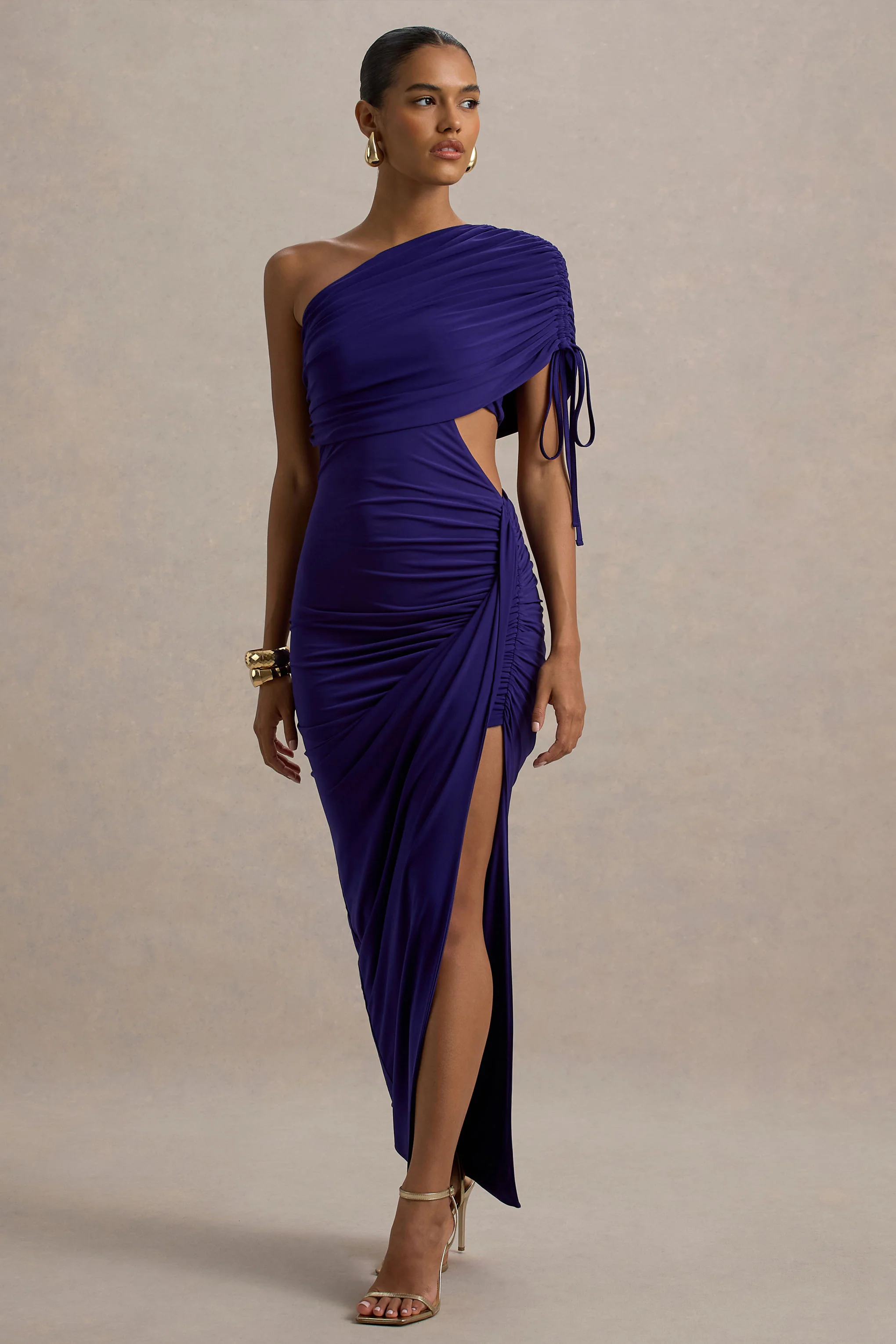 Trance | Blue Asymmetric Maxi Dress with Split