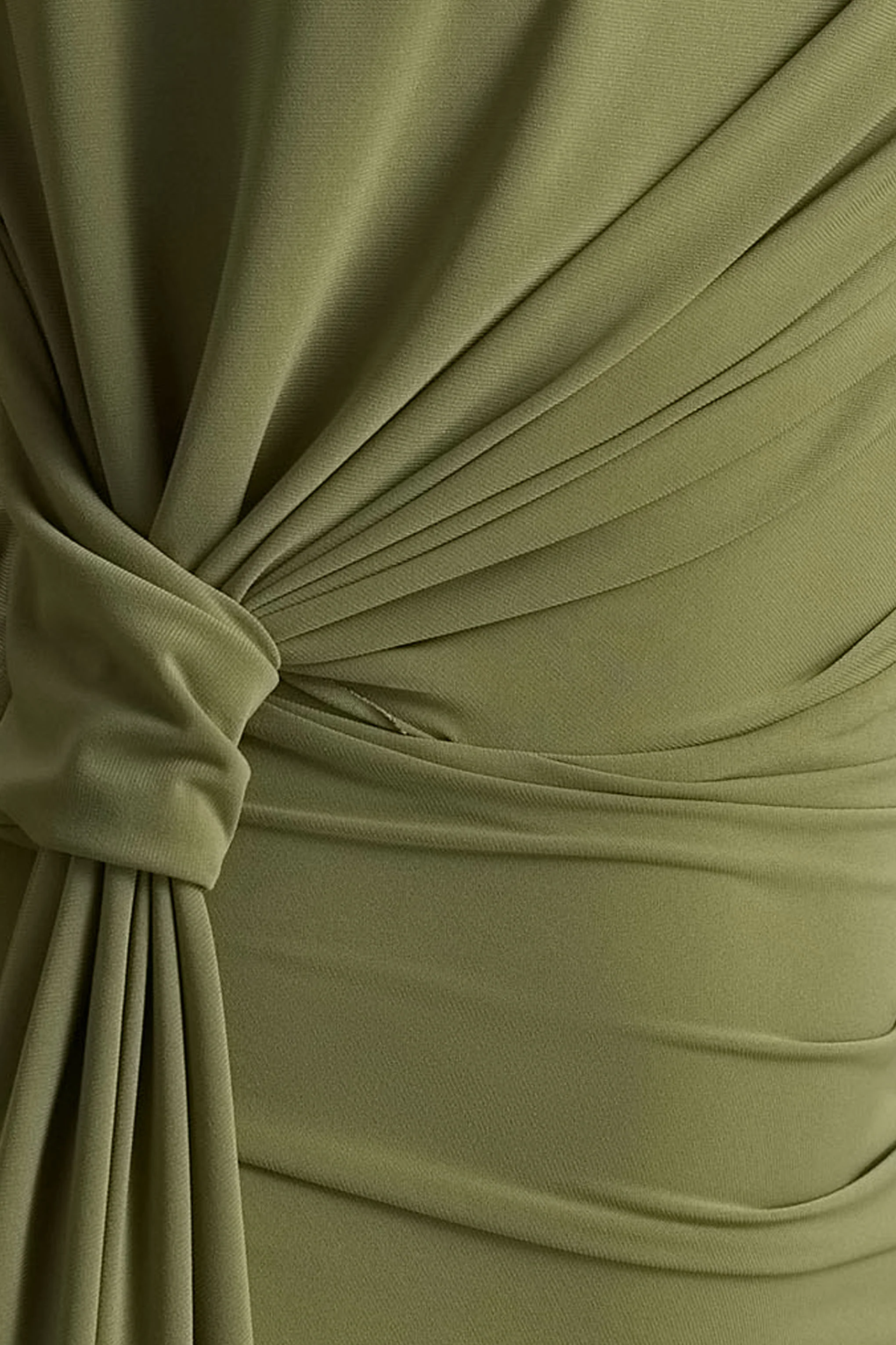 Sorenna | Olive High-Neck Mini-Dress With Wrap And Sash Detail