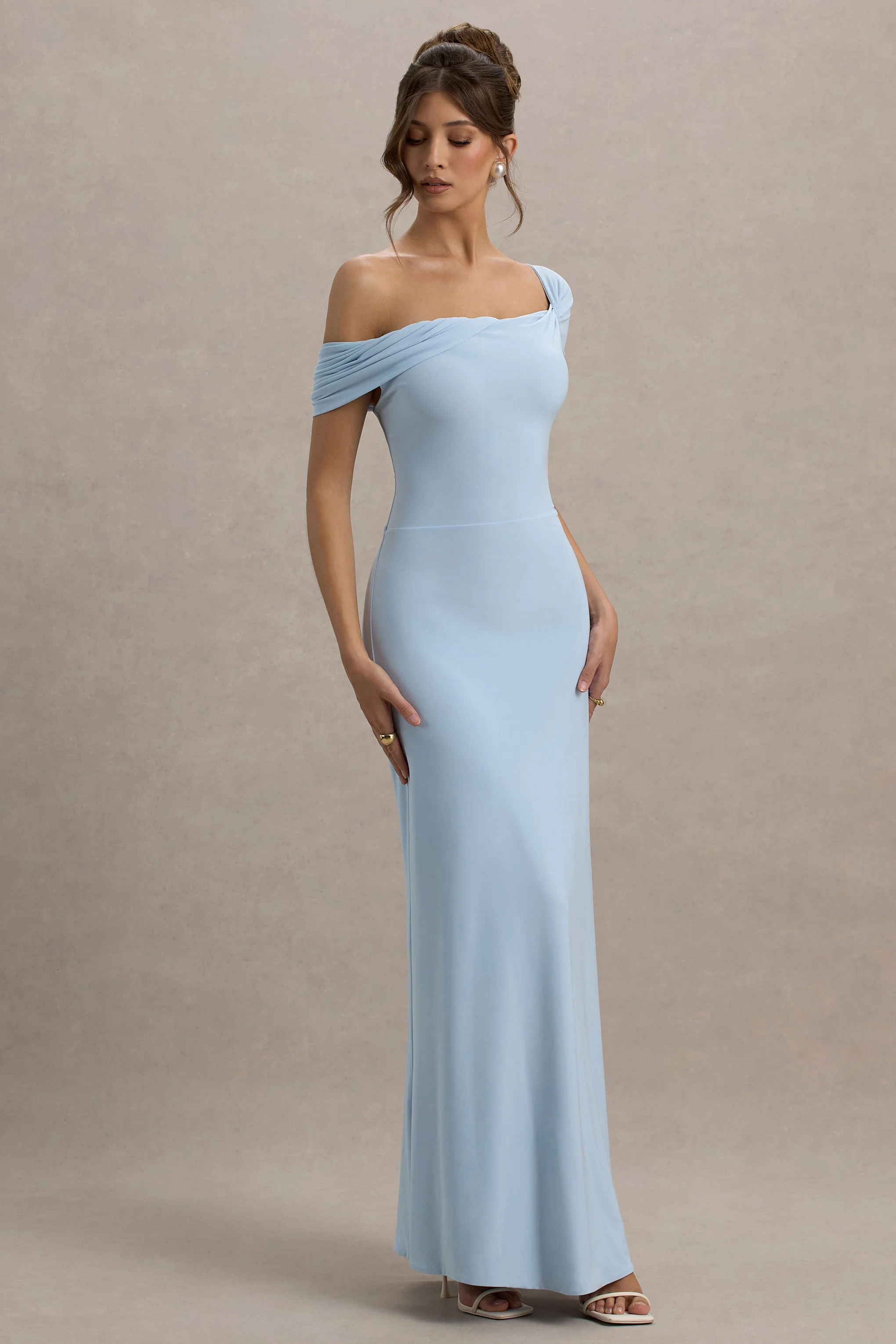 Amel | Powder Blue Asymmetric Maxi Dress
