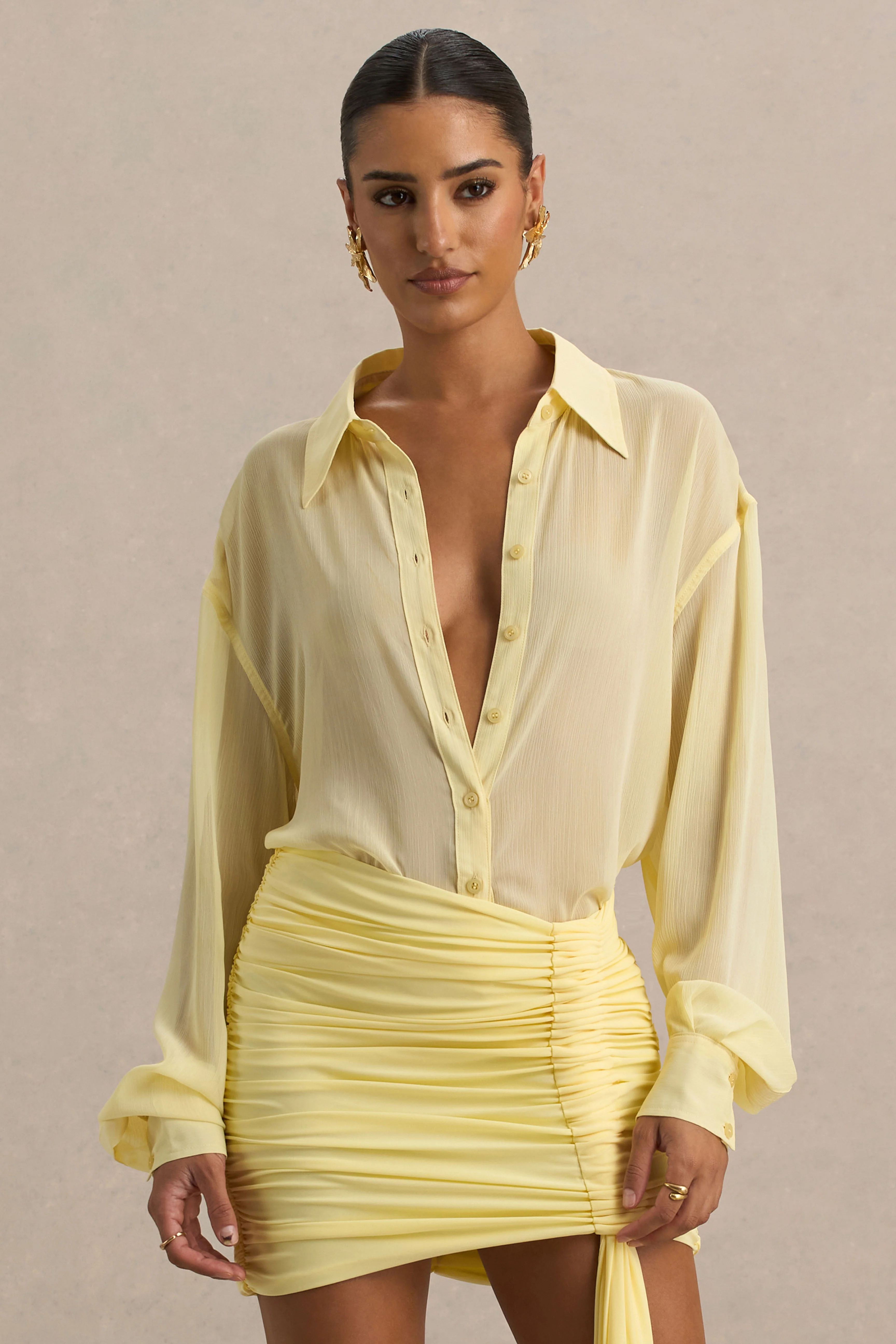 Zinna | Lemon Plunge-Neck Shirt