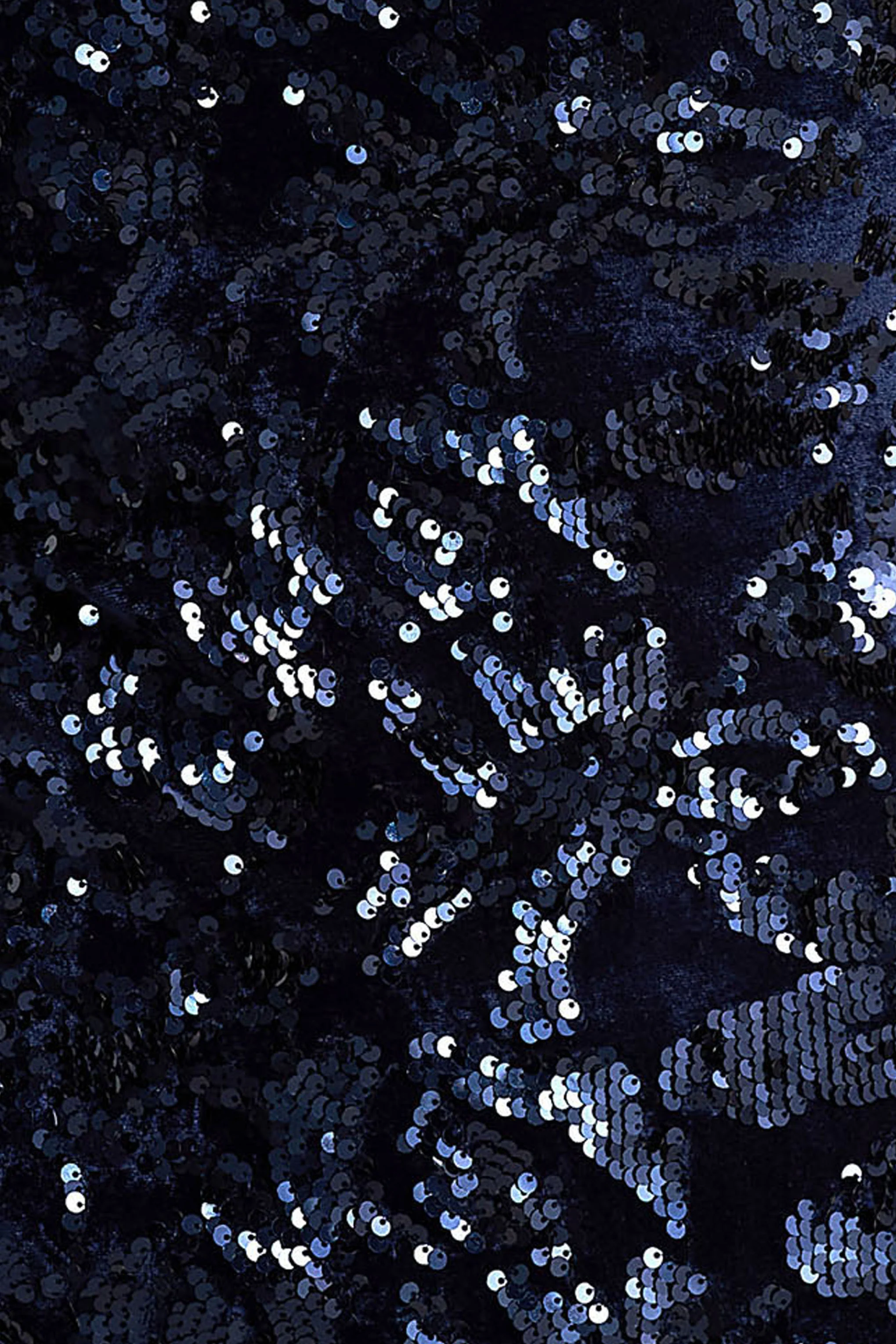 Alanita | Navy Velvet And Sequin High-Neck Midi Dress With Long Sleeves