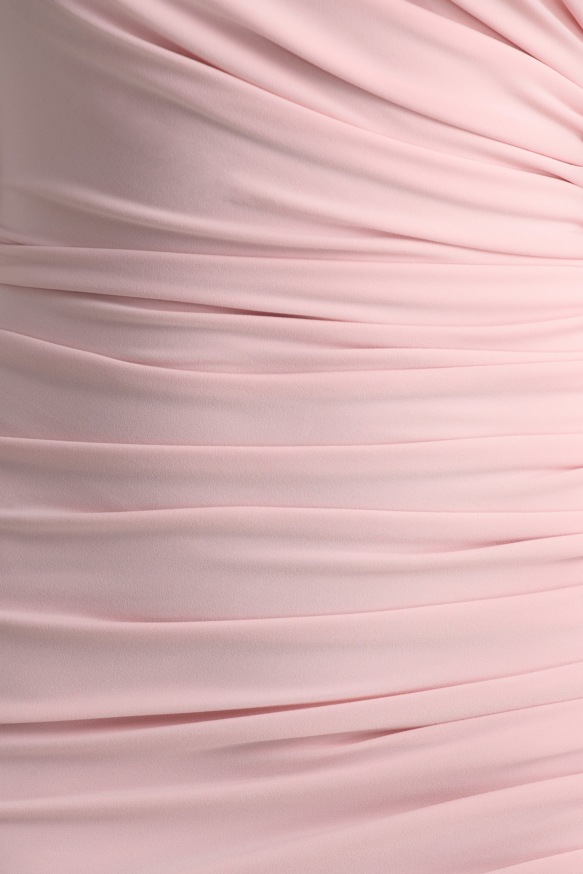 Daphne | Pink Asymmetric-Neck Maxi Dress With Ruched Detailing