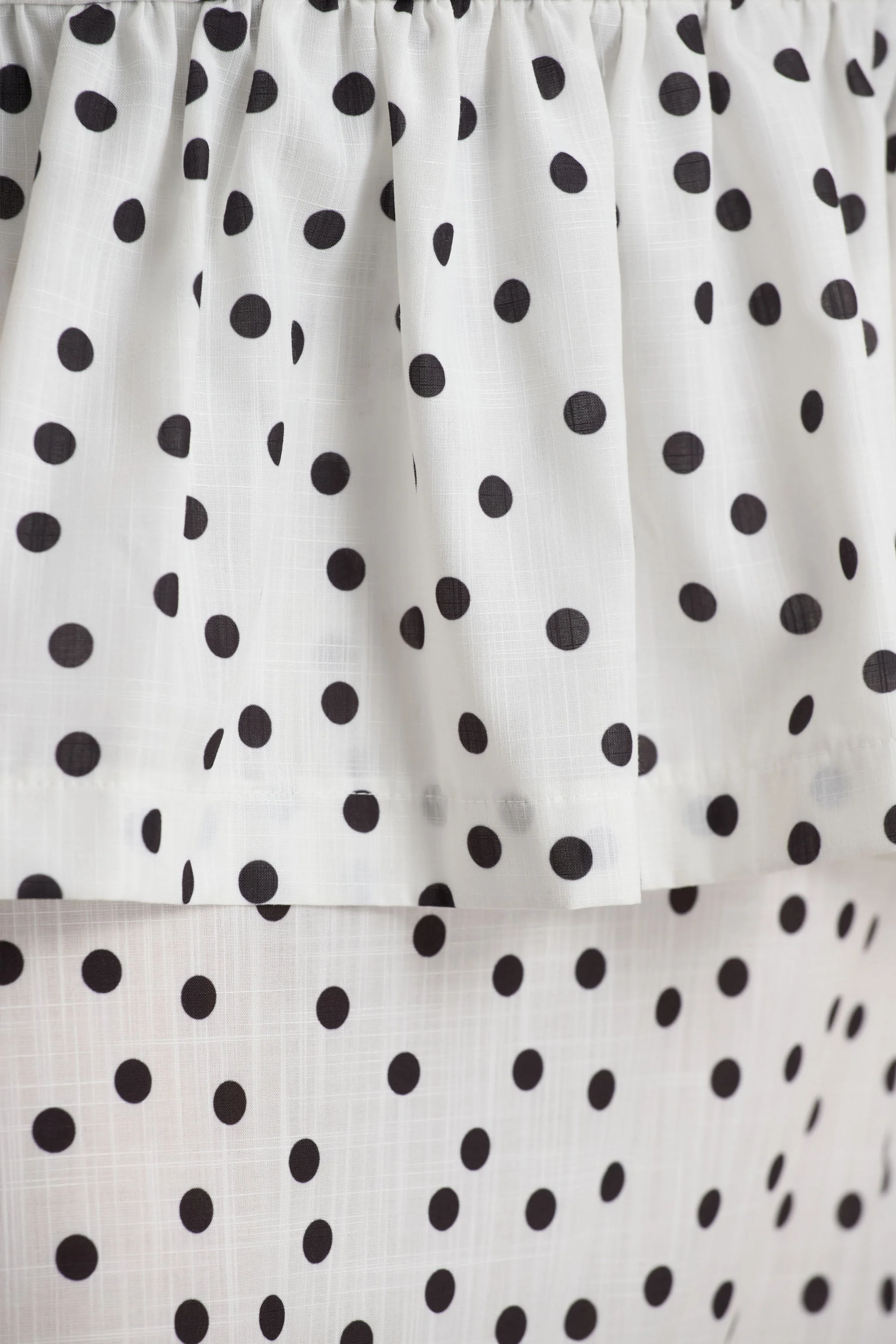 Emry | White Polka Dot High-Waist Maxi Skirt With Ruffle Detail