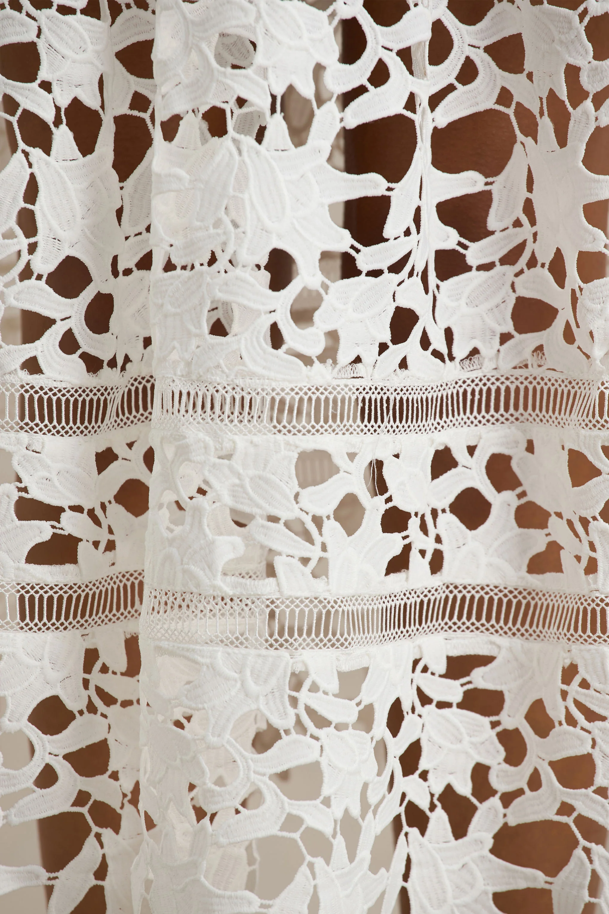 Zuri | White Lace Sweetheart Midi Dress With Cami Straps