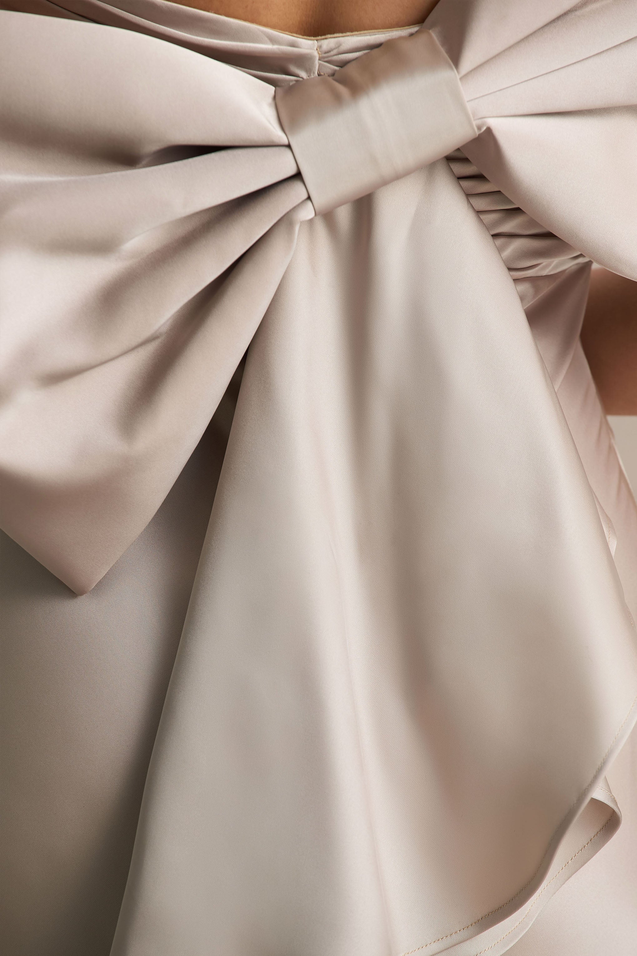 Talulla | Champagne Satin Bandeau Maxi Dress With Ruffled Detail