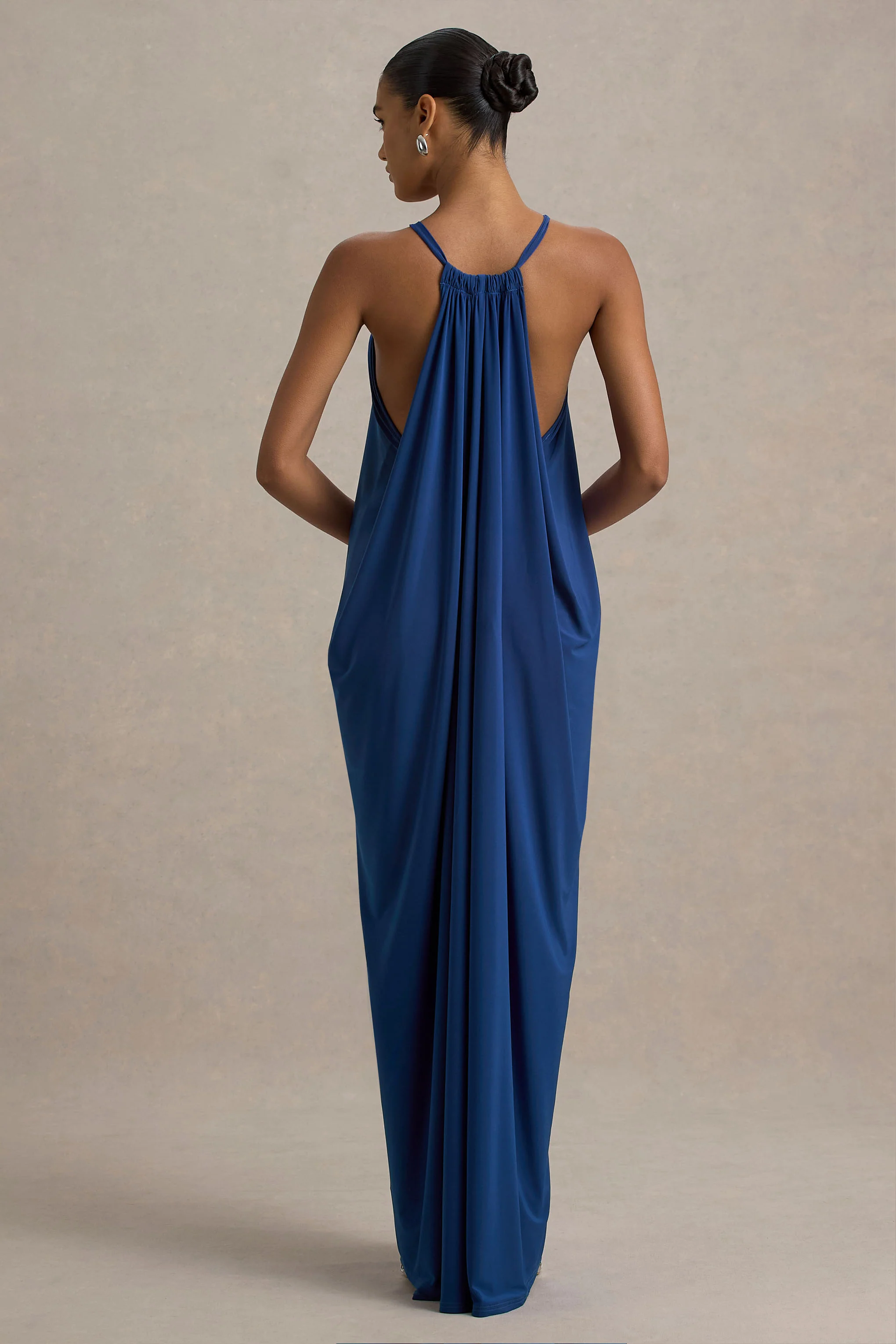 Tammy | Blue Halter-Neck Slip Maxi Dress