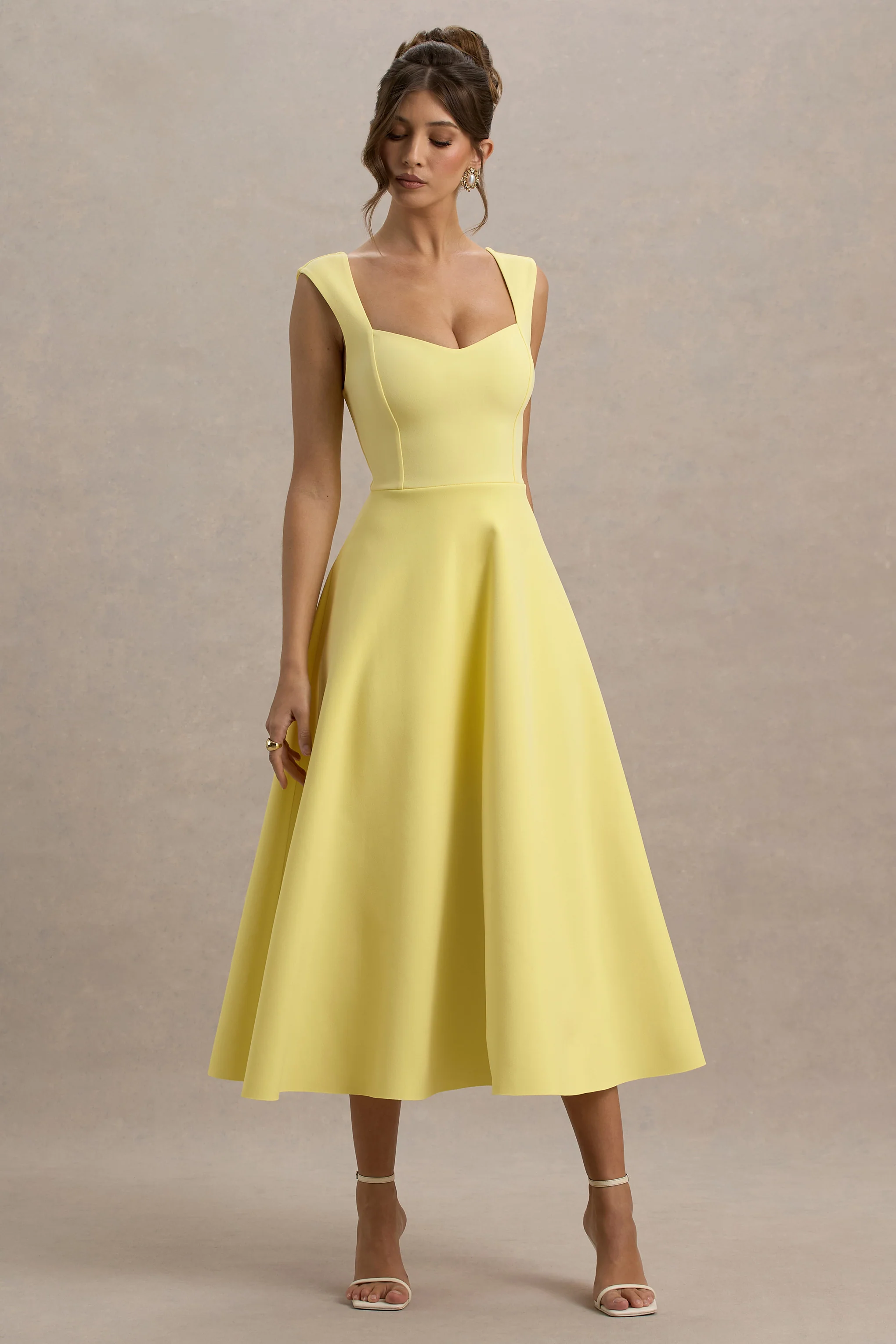 Andromeda | Lemon Sweetheart Midi Dress