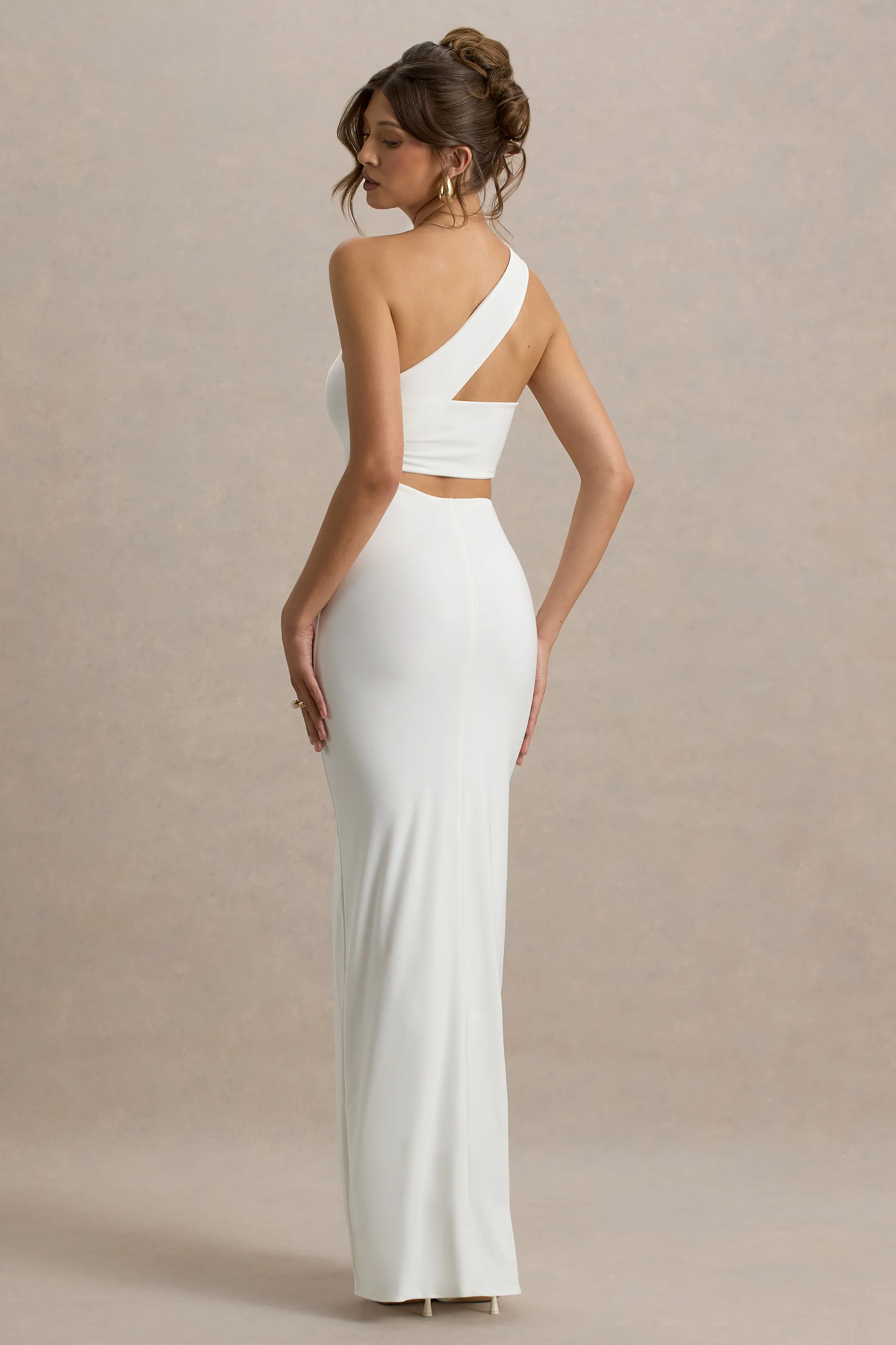 Matiya | White Asymmetric Cut-Out Split Maxi Dress