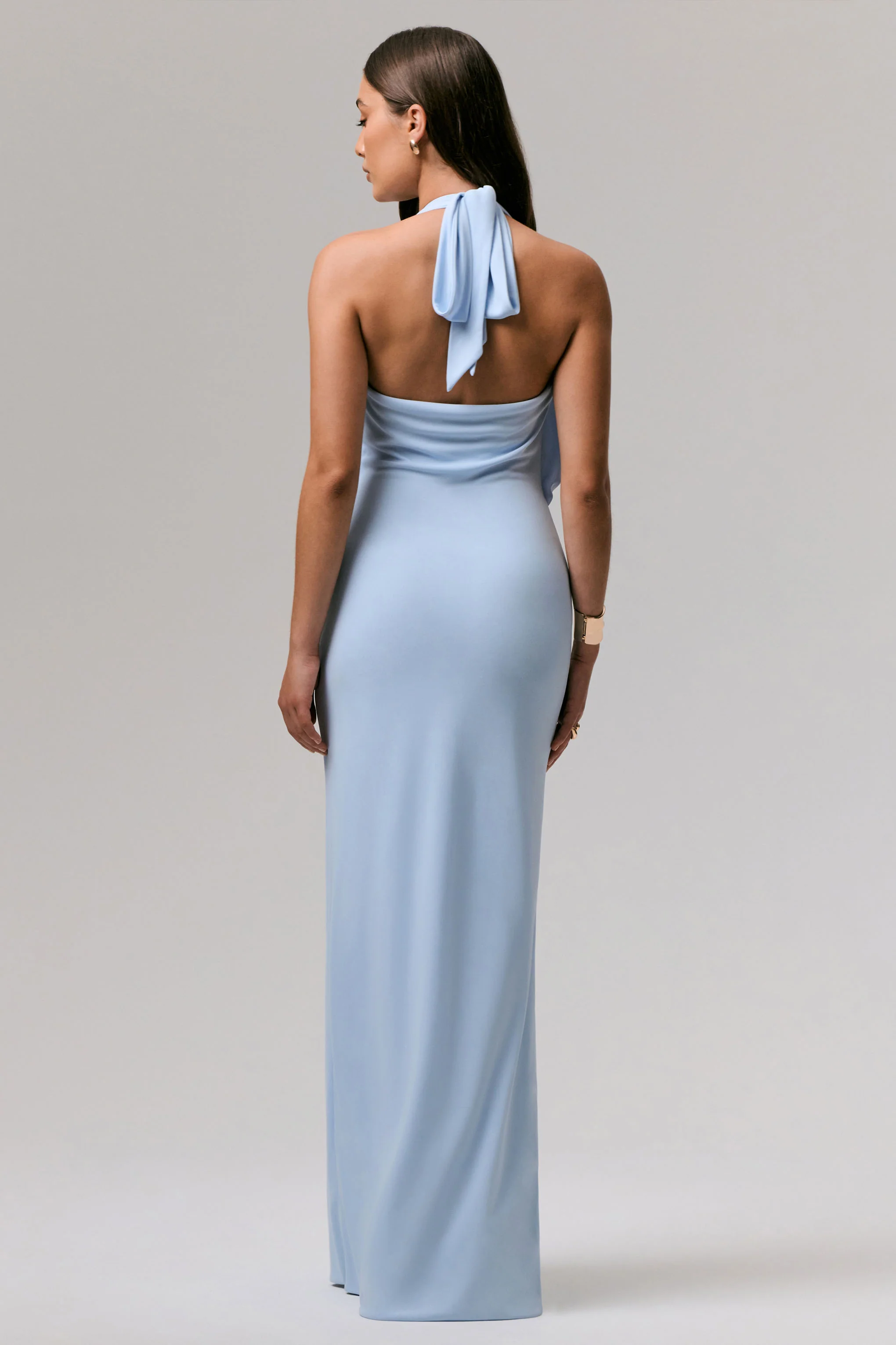 Shooting Star | Powder Blue Plunge-Neck Wrap Maxi Dress With Waist Detail