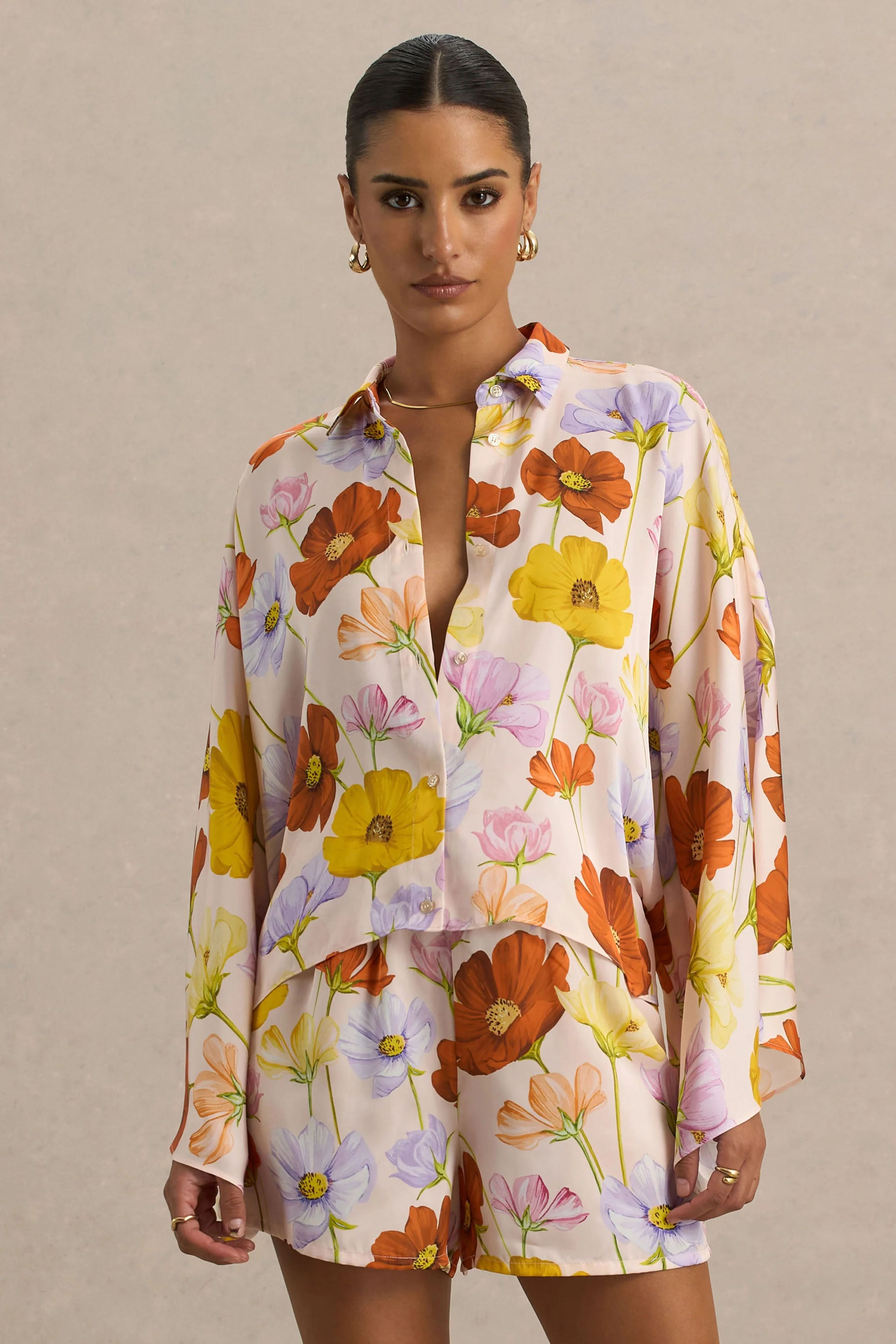 Lolite | Bright Floral Print Long-Sleeve Shirt