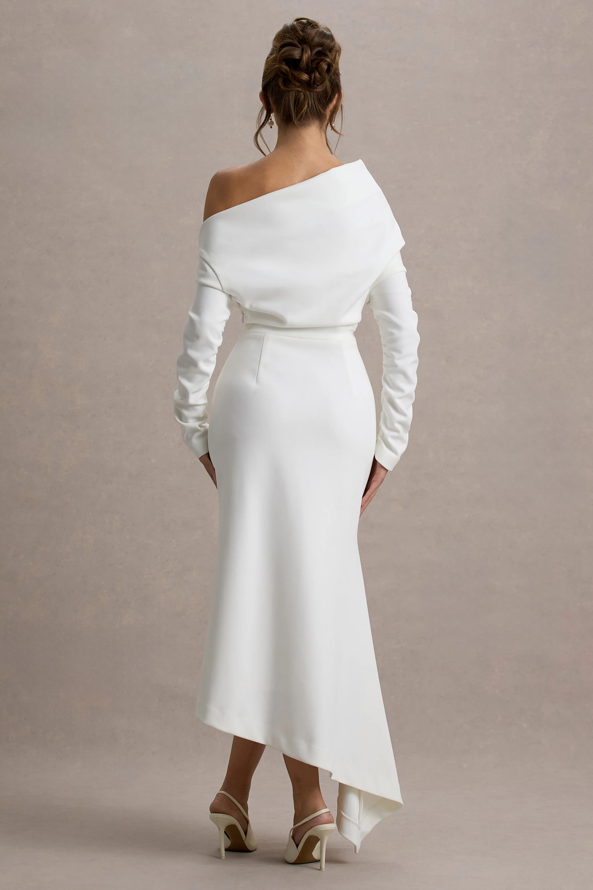 Lou | White One-Shoulder Asymmetric Maxi Dress