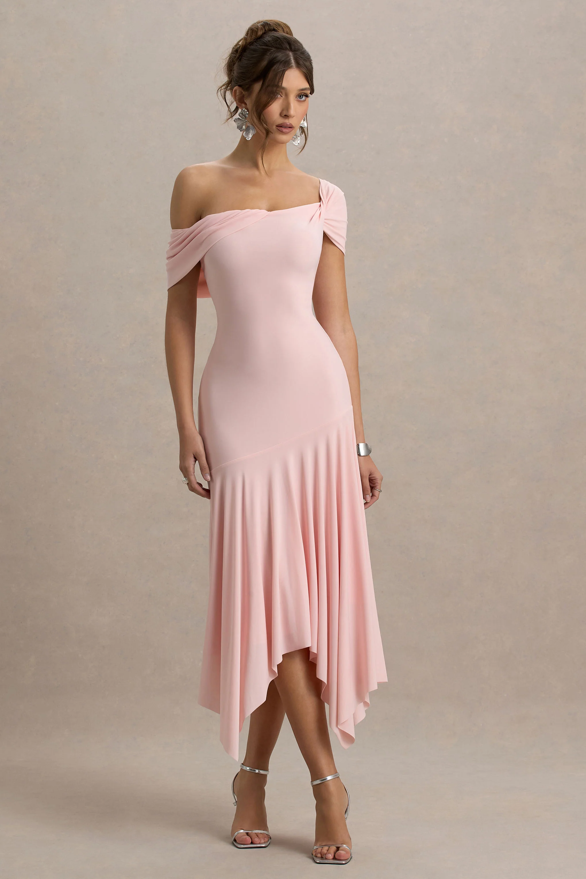 Castor | Pink Asymmetric Midi Dress