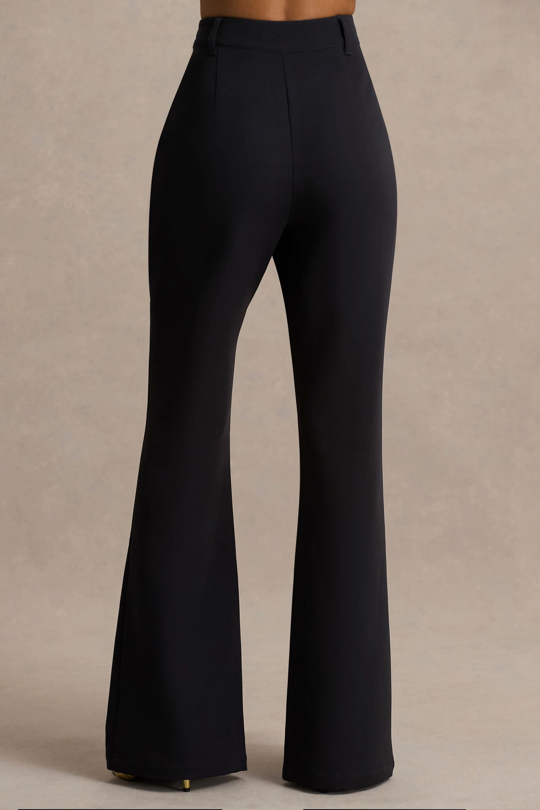Carina | Black Flared-Leg Tailored Trousers